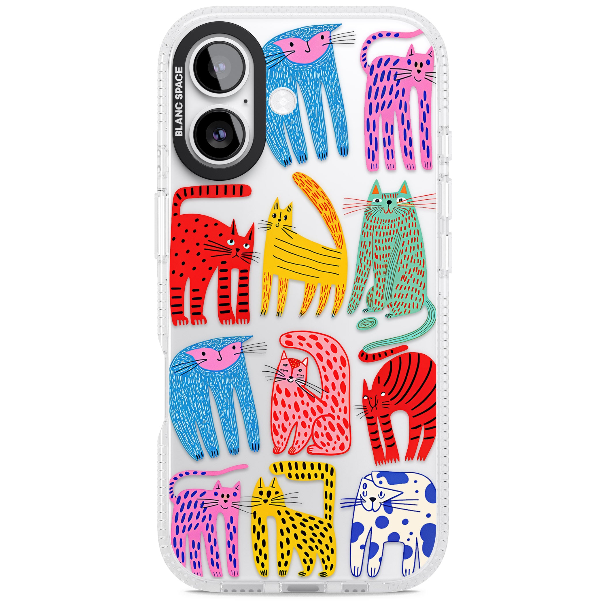 Abstract Colourful Cats iPhone 17 Impact Air Clear Phone Case