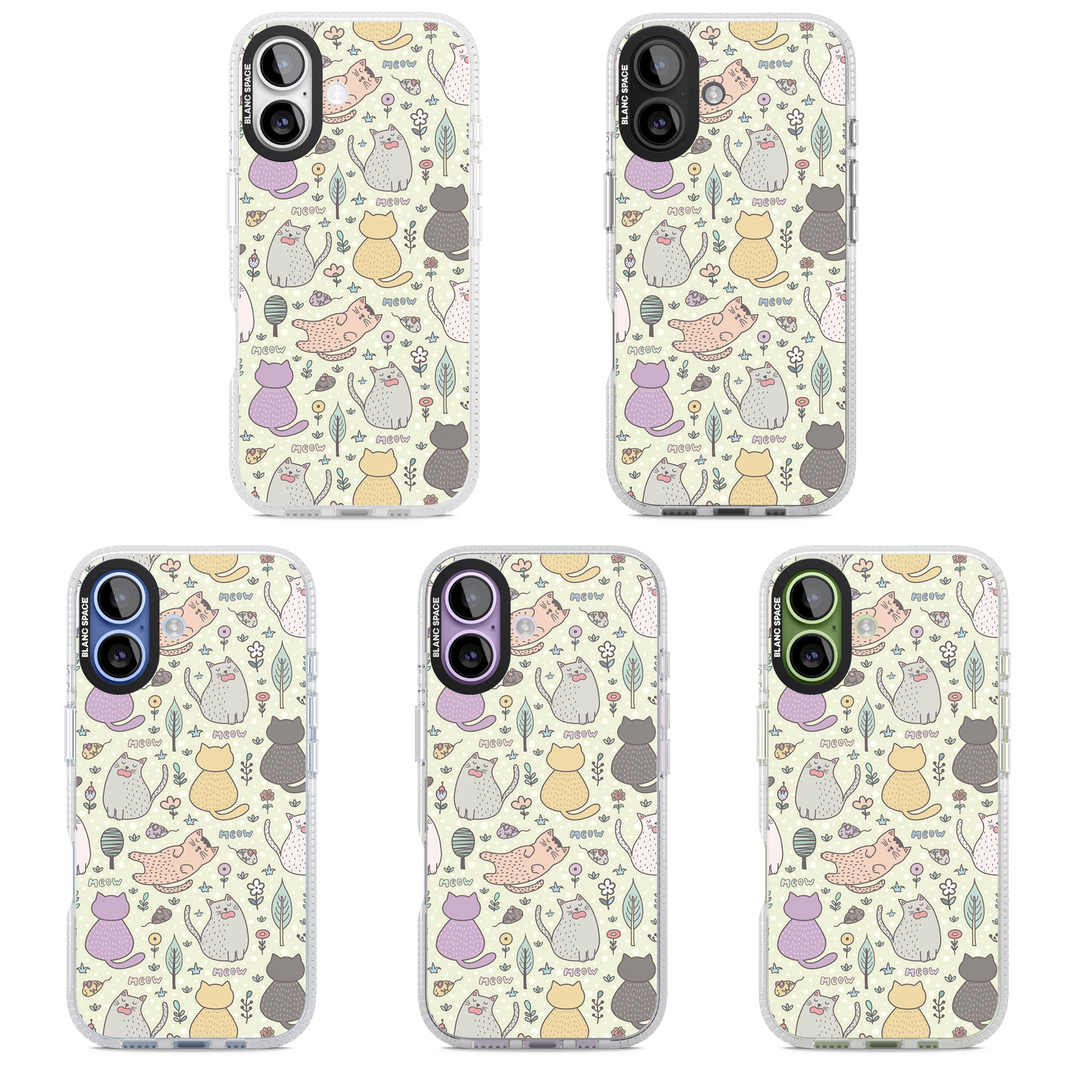 Cat Pattern Cream iPhone 17 Impact Air Clear Phone Case APT Impact Protection