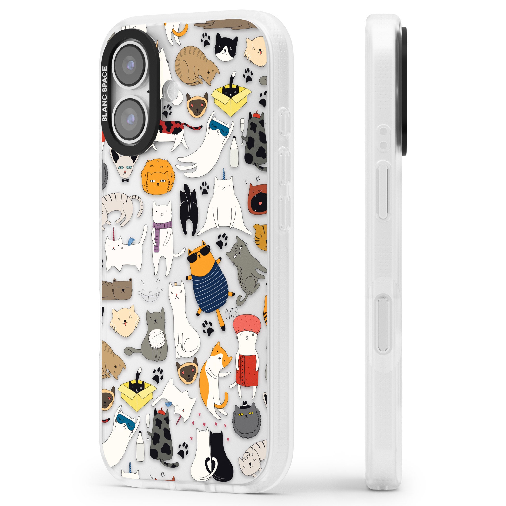 Cartoon Cat Collage iPhone 17 Impact Air Clear Phone Case Side Profile