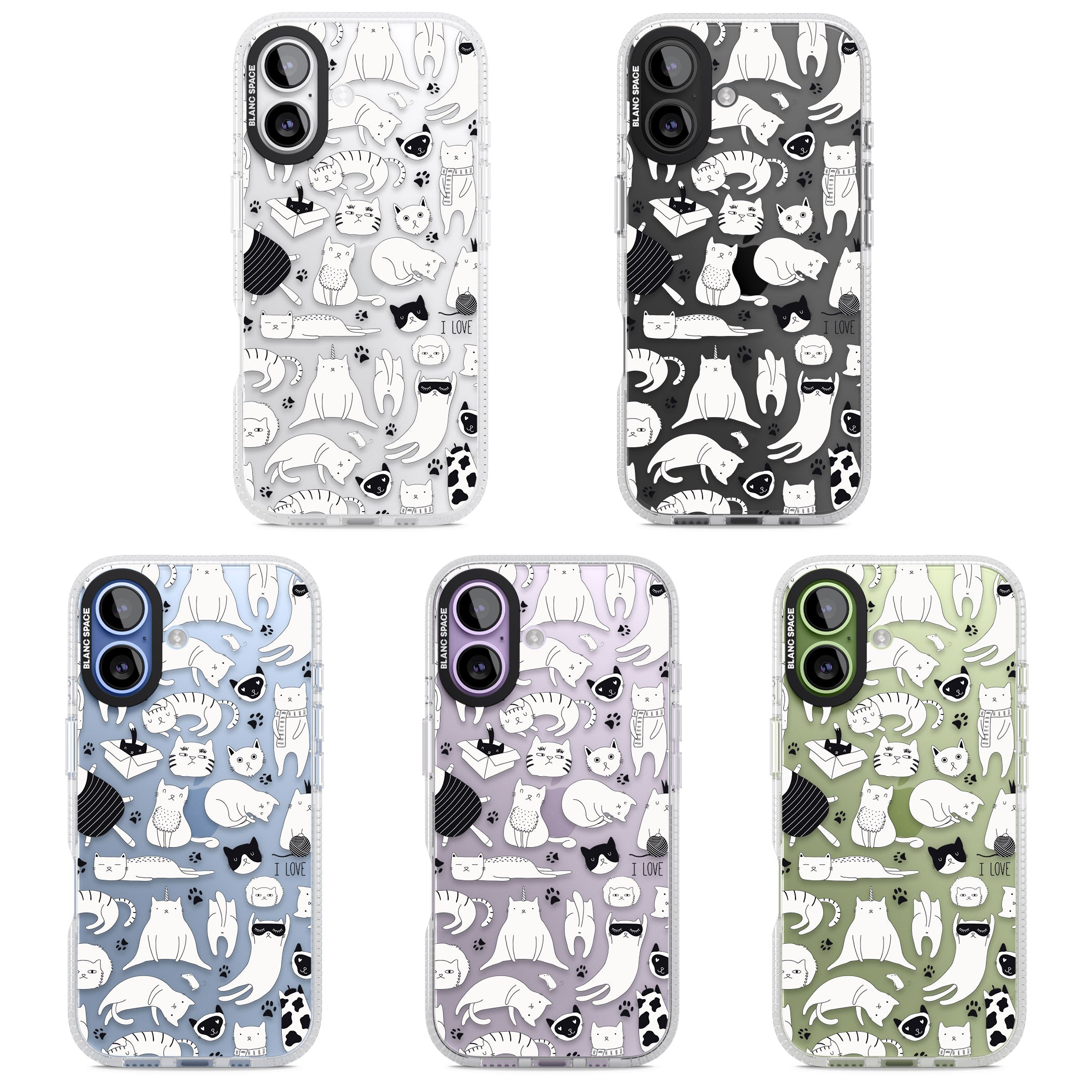 Cartoon Cat Collage Black & White iPhone 17 Impact Air Clear Phone Case APT Impact Protection
