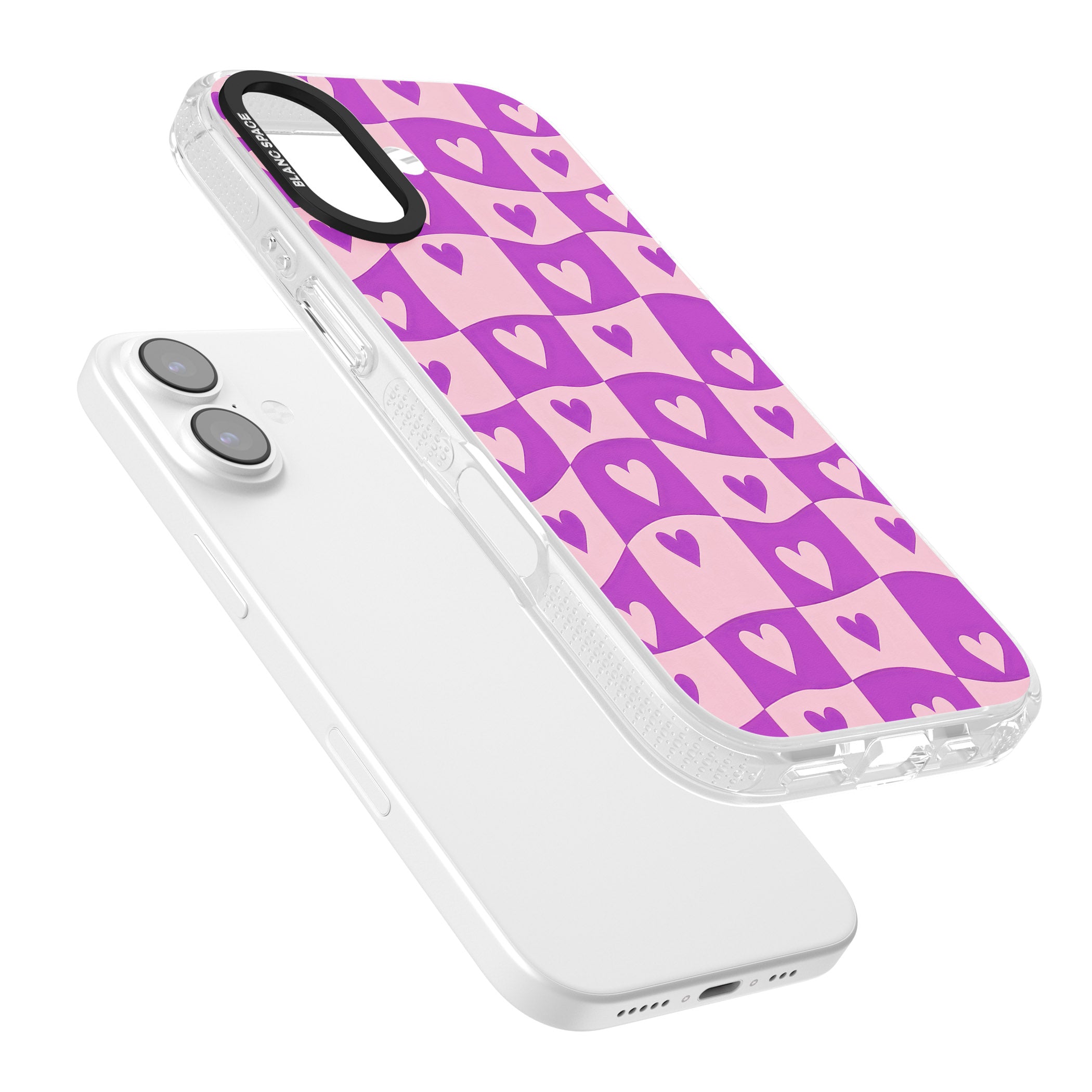 Purple Wavy Checked Hearts iPhone 17 Impact Air Clear Phone Case Colours