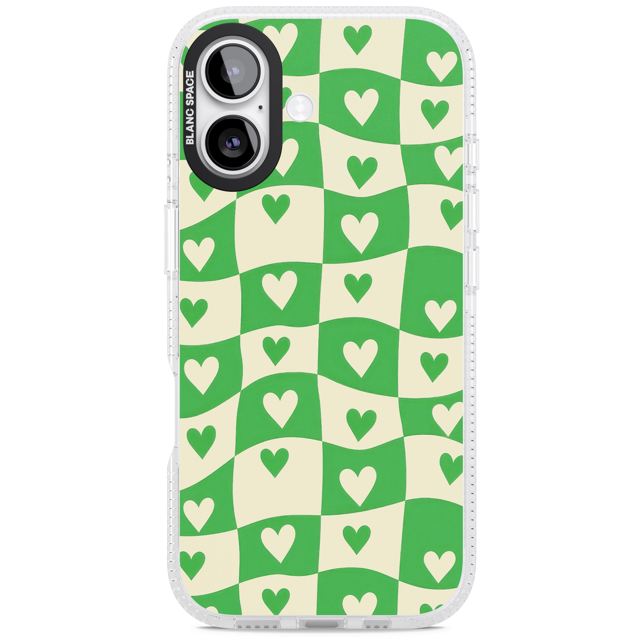 Green Wavy Checked Hearts iPhone 17 Impact Air Clear Phone Case