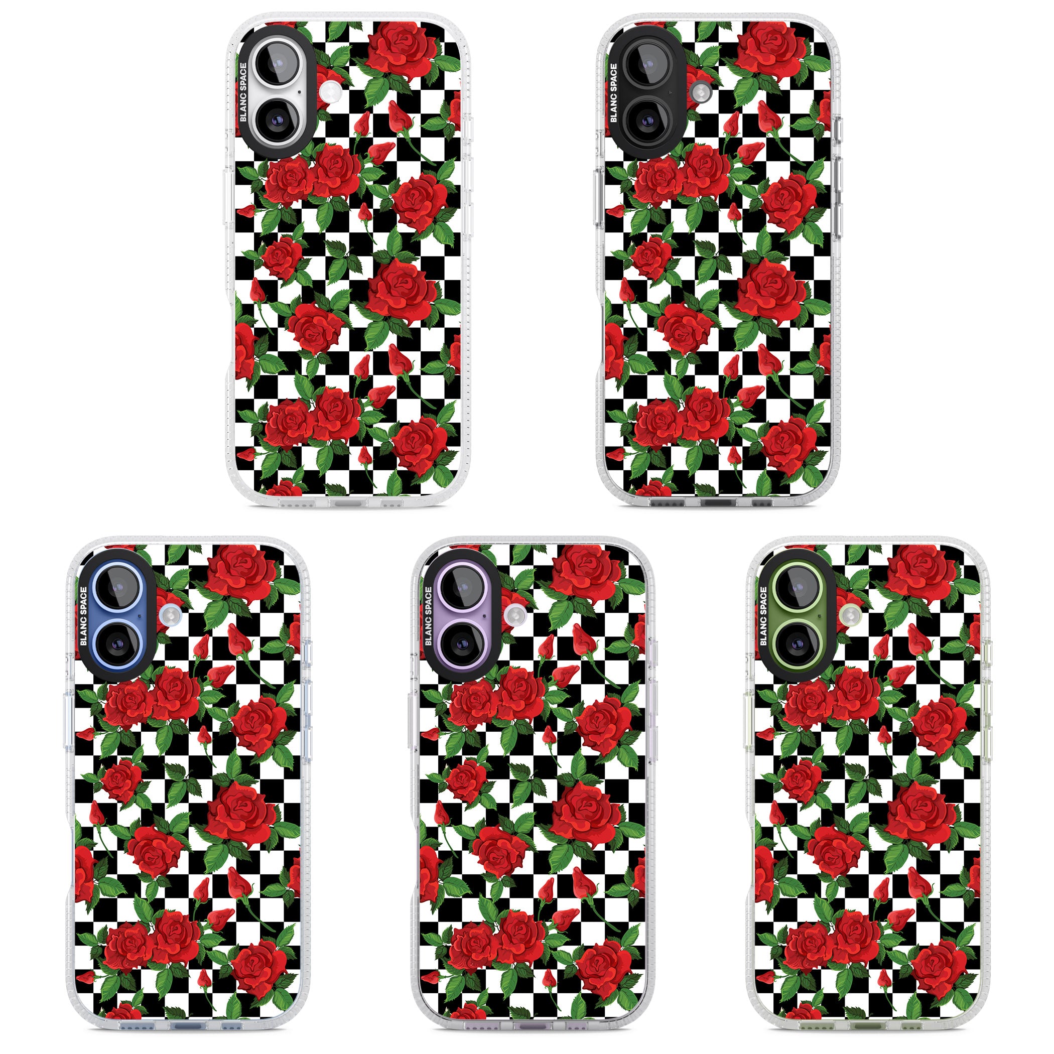 Checkered Roses iPhone 17 Impact Air Clear Phone Case APT Impact Protection