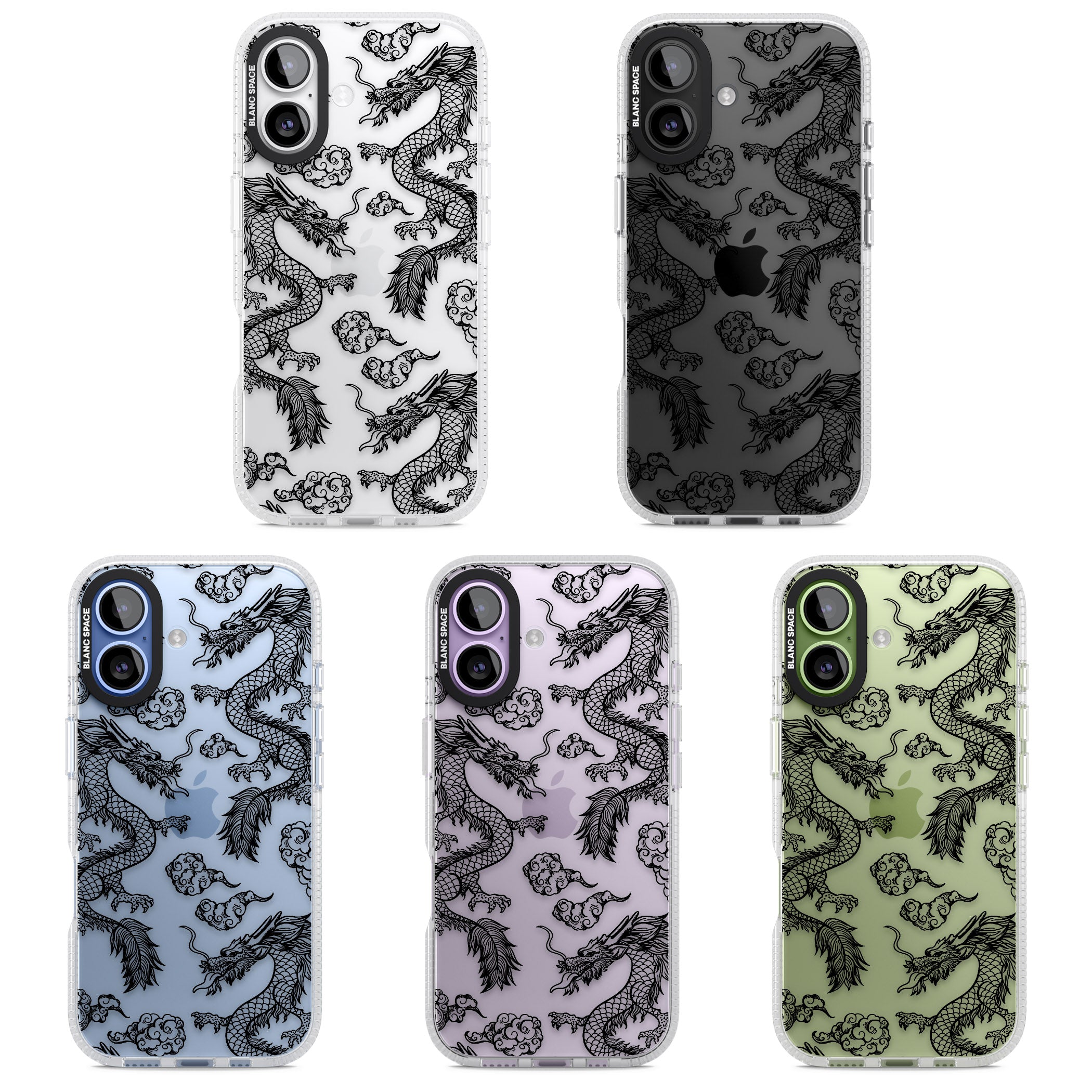 Black Dragon Pattern iPhone 17 Impact Air Clear Phone Case APT Impact Protection