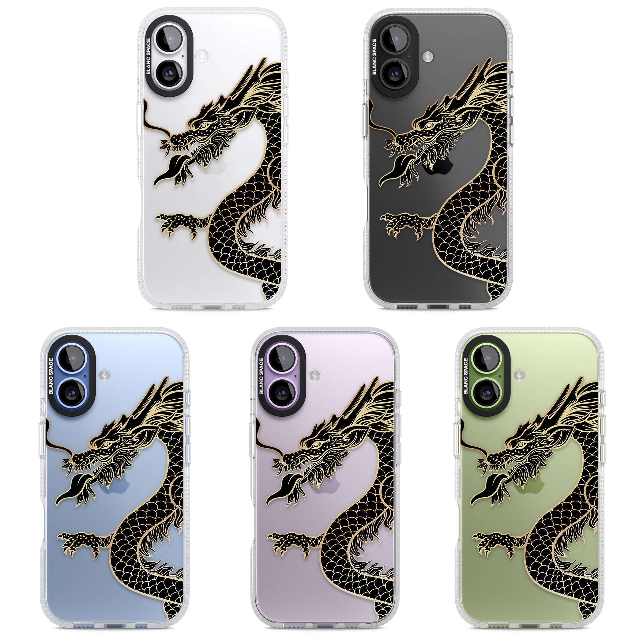 Large Black Dragon iPhone 17 Impact Air Clear Phone Case APT Impact Protection