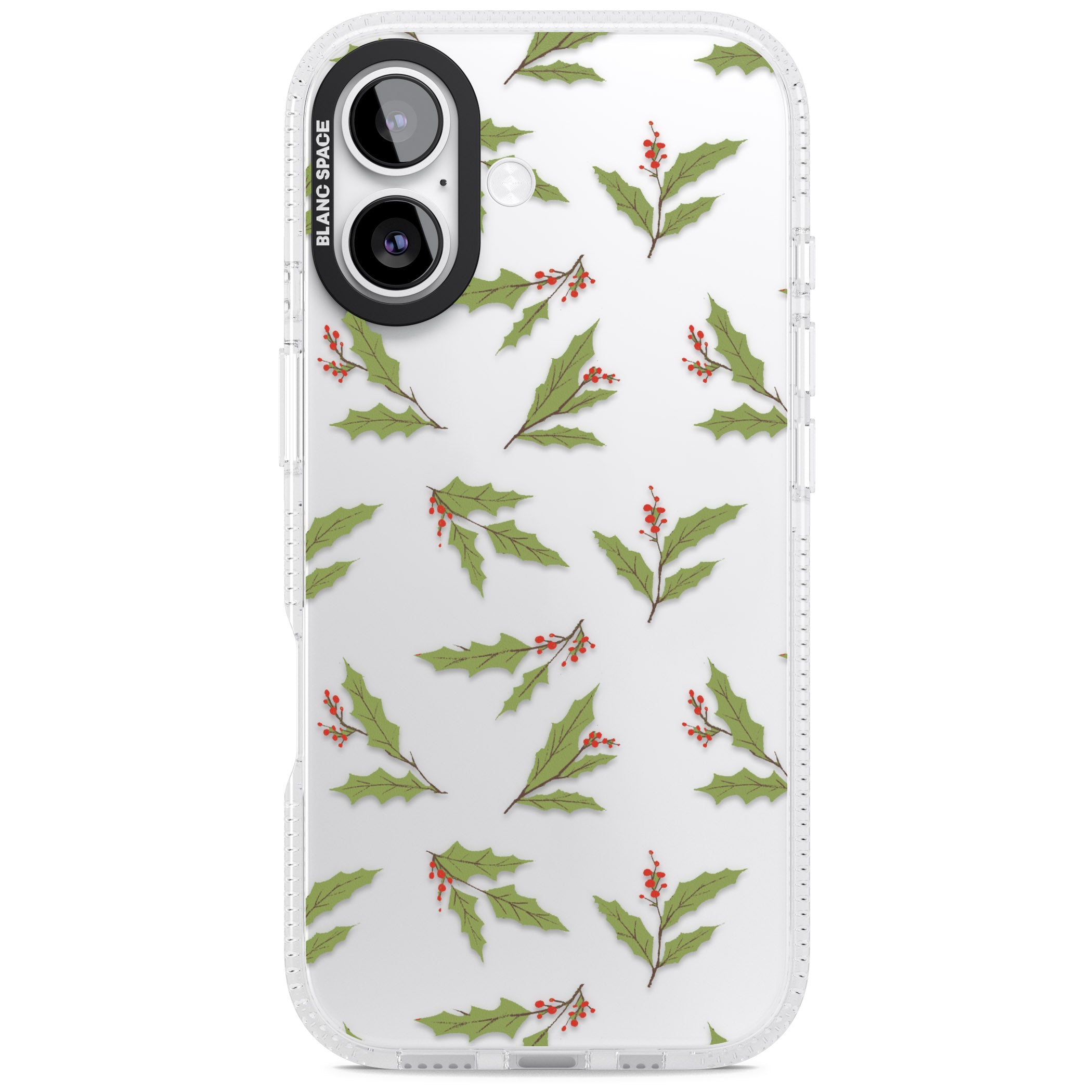 Christmas Holly Pattern iPhone 17 Impact Air Clear Phone Case