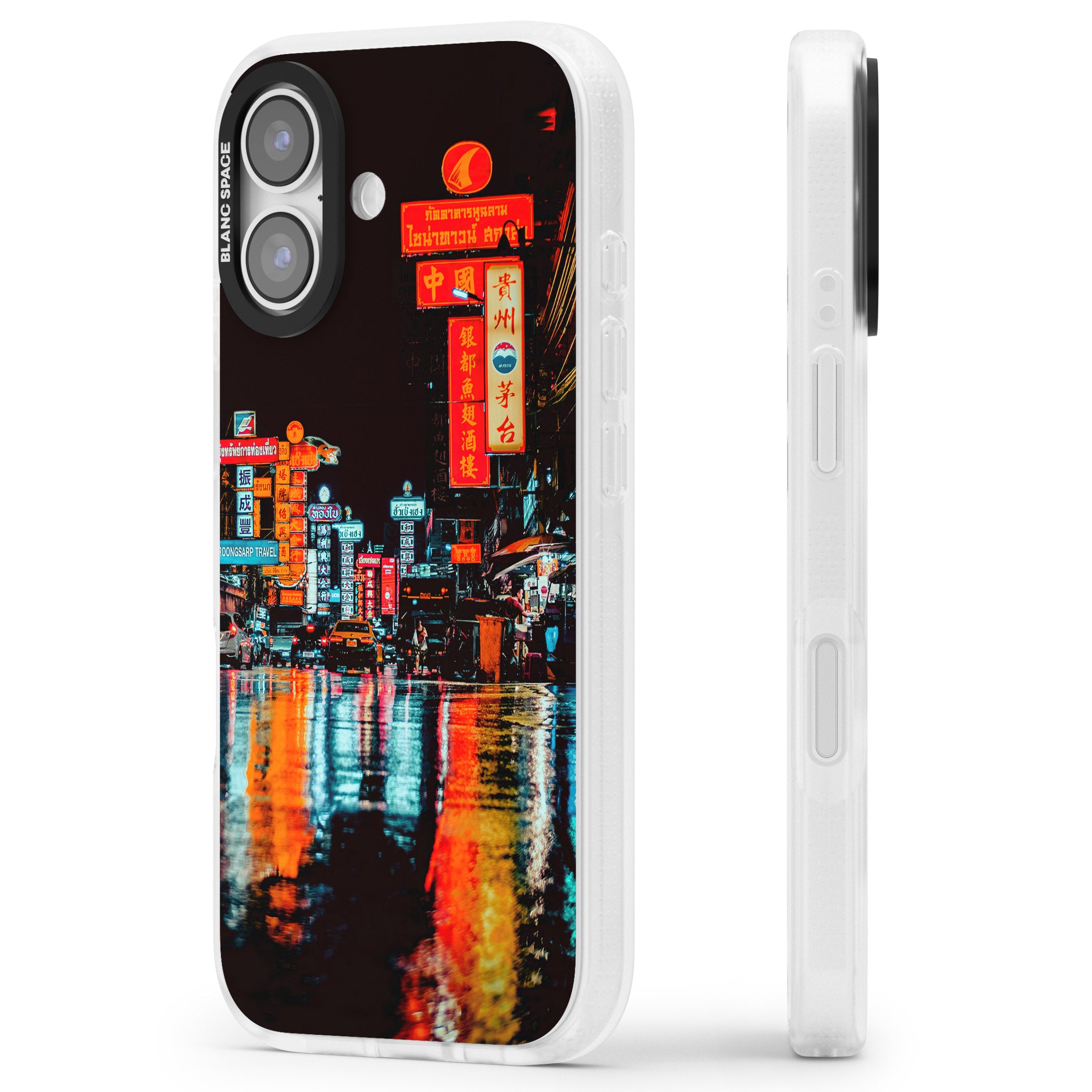 Neon City iPhone 17 Impact Air Clear Phone Case Side Profile