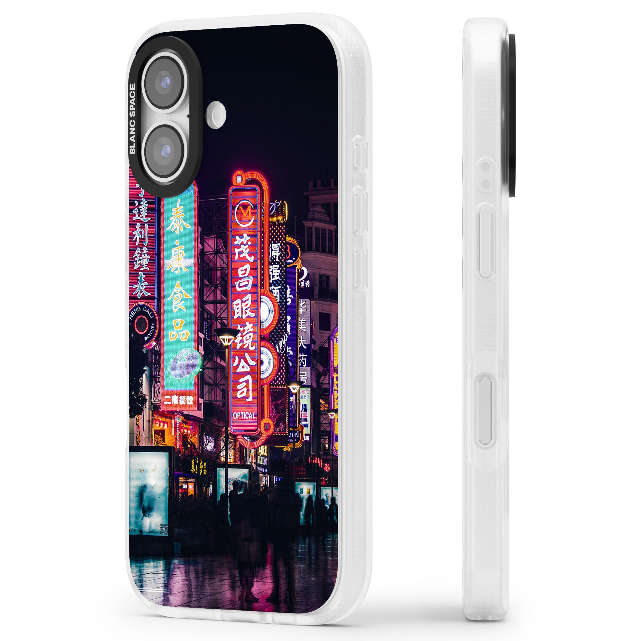 Neon Streets iPhone 17 Impact Air Clear Phone Case Side Profile