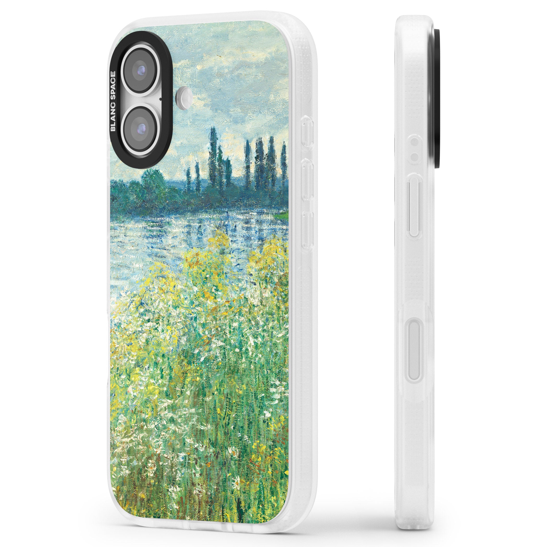 Banks Of The Seine By Claude Monet iPhone 17 Impact Air Clear Phone Case Side Profile