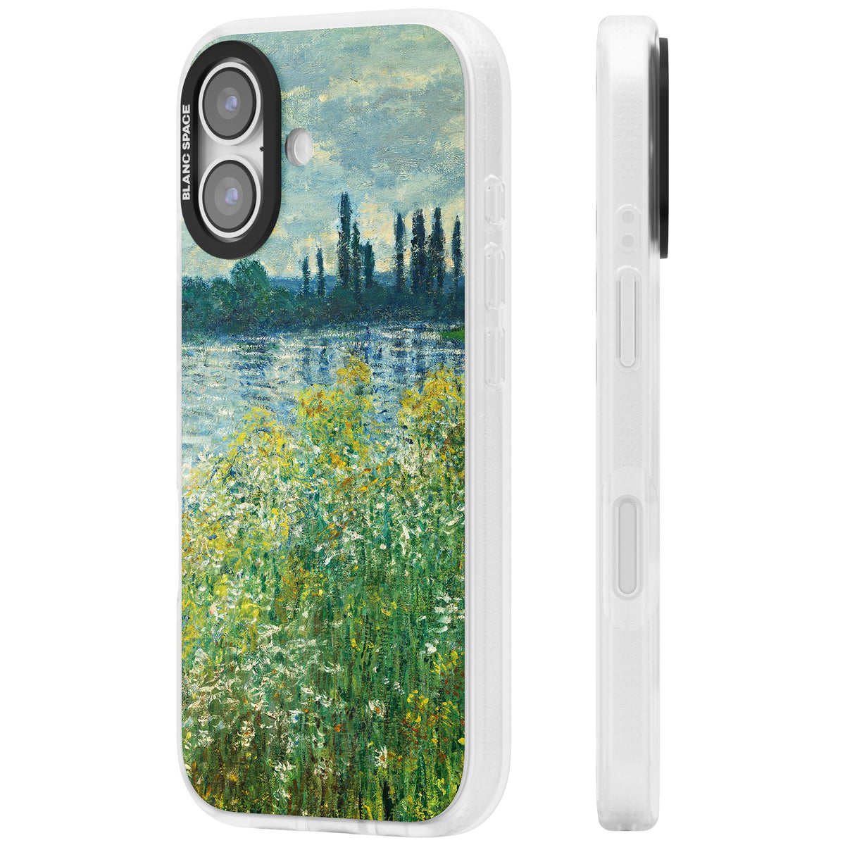 Banks Of The Seine By Claude Monet iPhone 16 / iPhone 16 Plus / iPhone 17 Impact Air Clear Phone Case side
