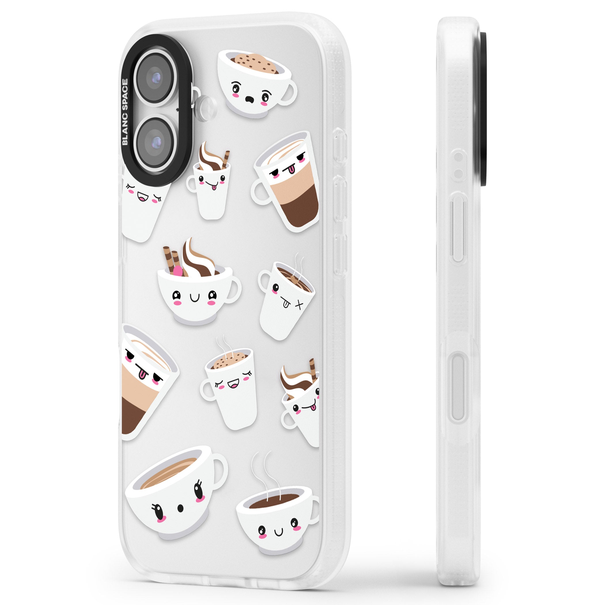 Coffee Faces iPhone 17 Impact Air Clear Phone Case Side Profile