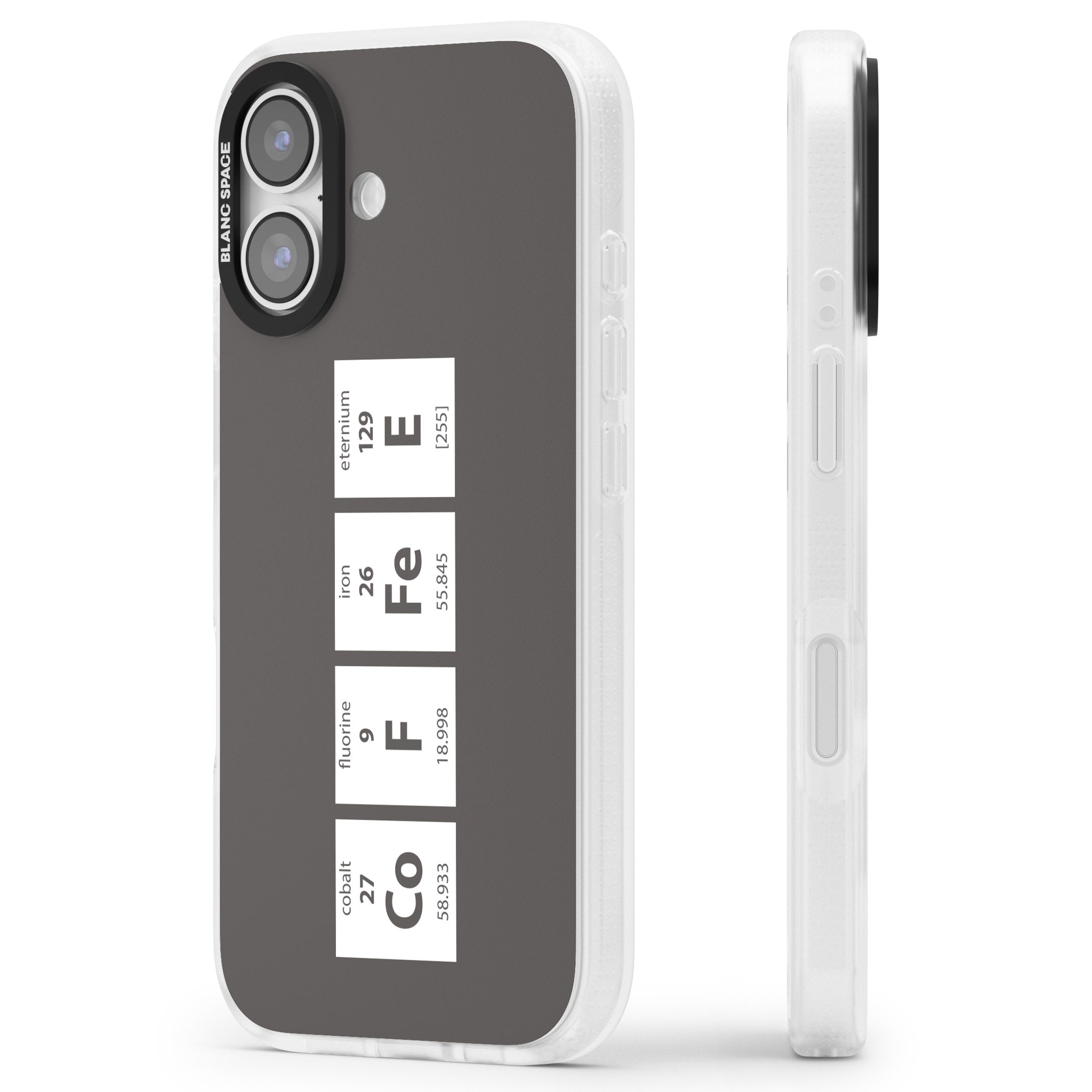 Coffee Element (Grey) iPhone 17 Impact Air Clear Phone Case Side Profile