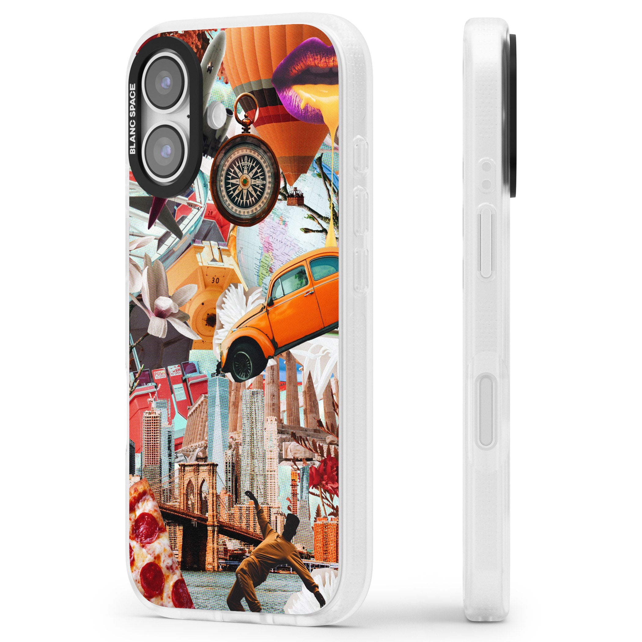 Bold New York Collage iPhone 17 Impact Air Clear Phone Case Side Profile
