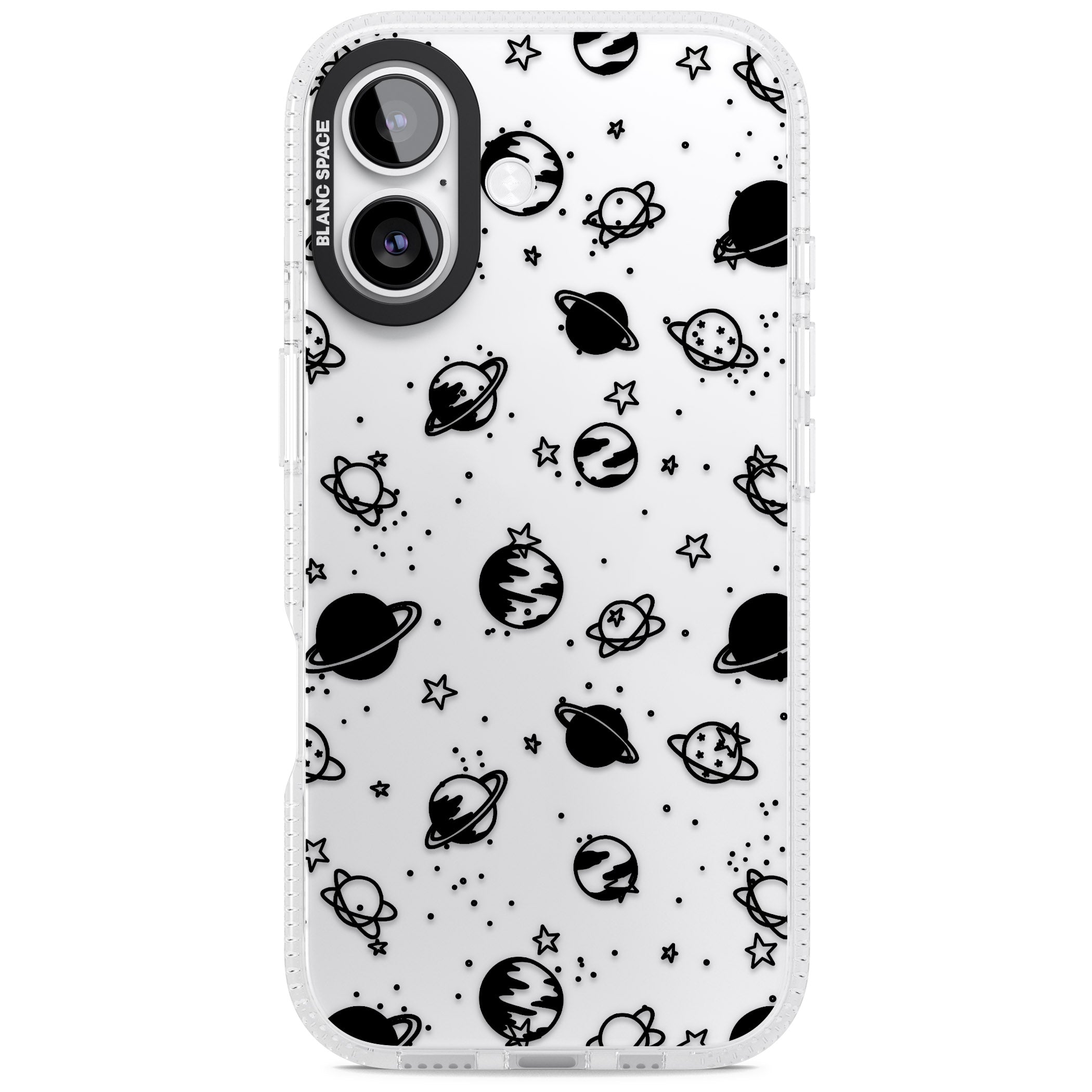 Black Planets iPhone 17 Impact Air Clear Phone Case