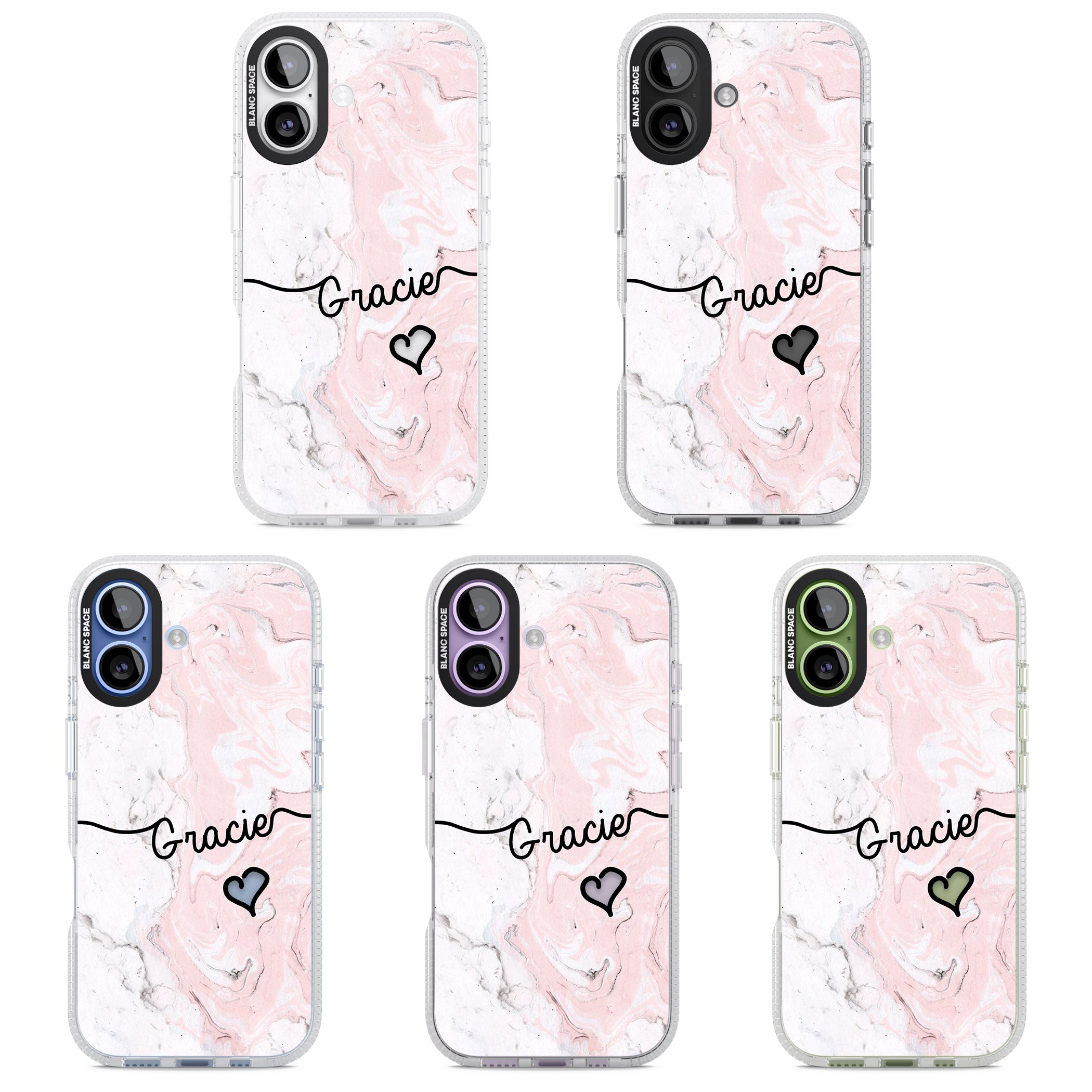 Personalised Pink Marble iPhone 17 Impact Air Clear Phone Case APT Impact Protection