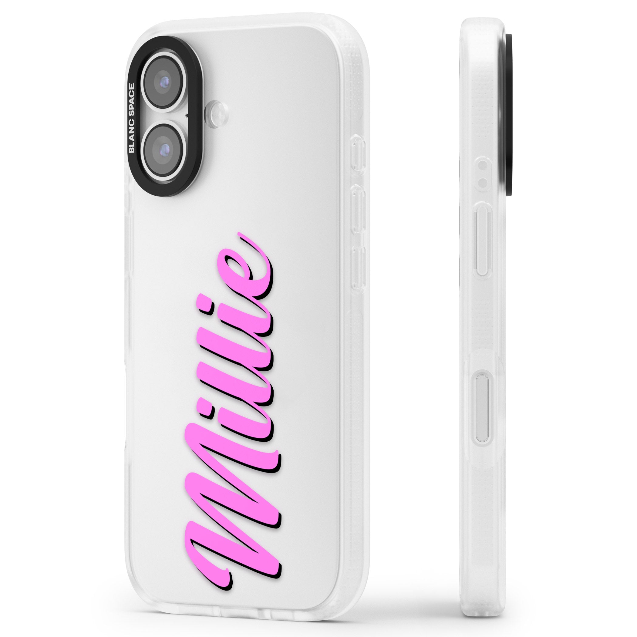 Personalised Cute Vertical Name iPhone 17 Impact Air Clear Phone Case Side Profile