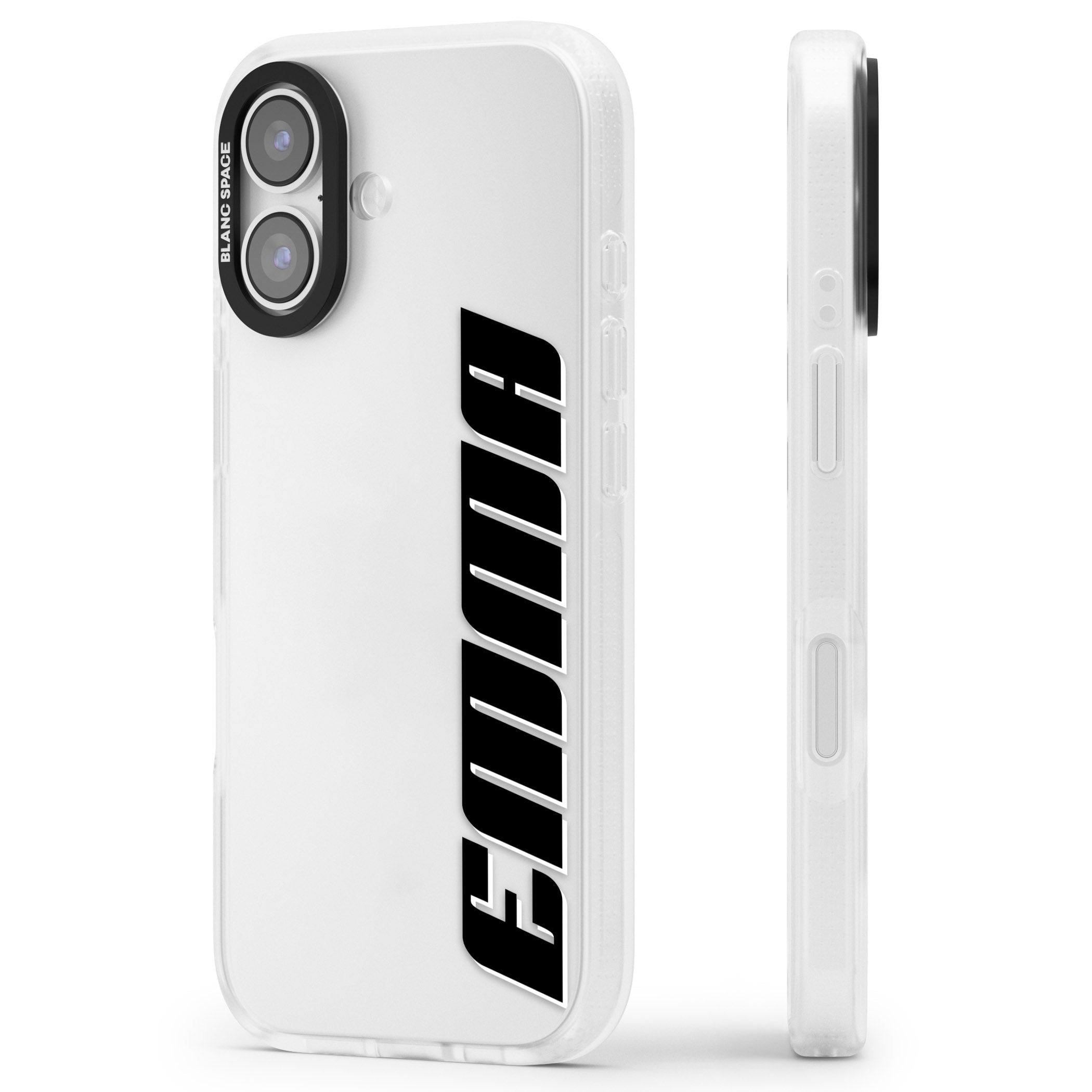 Personalised Vertical Bold Name iPhone 17 Impact Air Clear Phone Case Side Profile