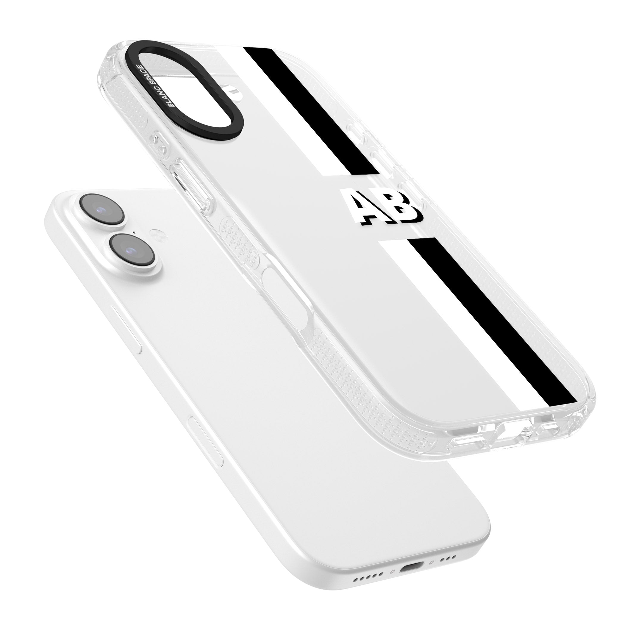 Personalised Bold Two Stripe Name iPhone 17 Impact Air Clear Phone Case Colours