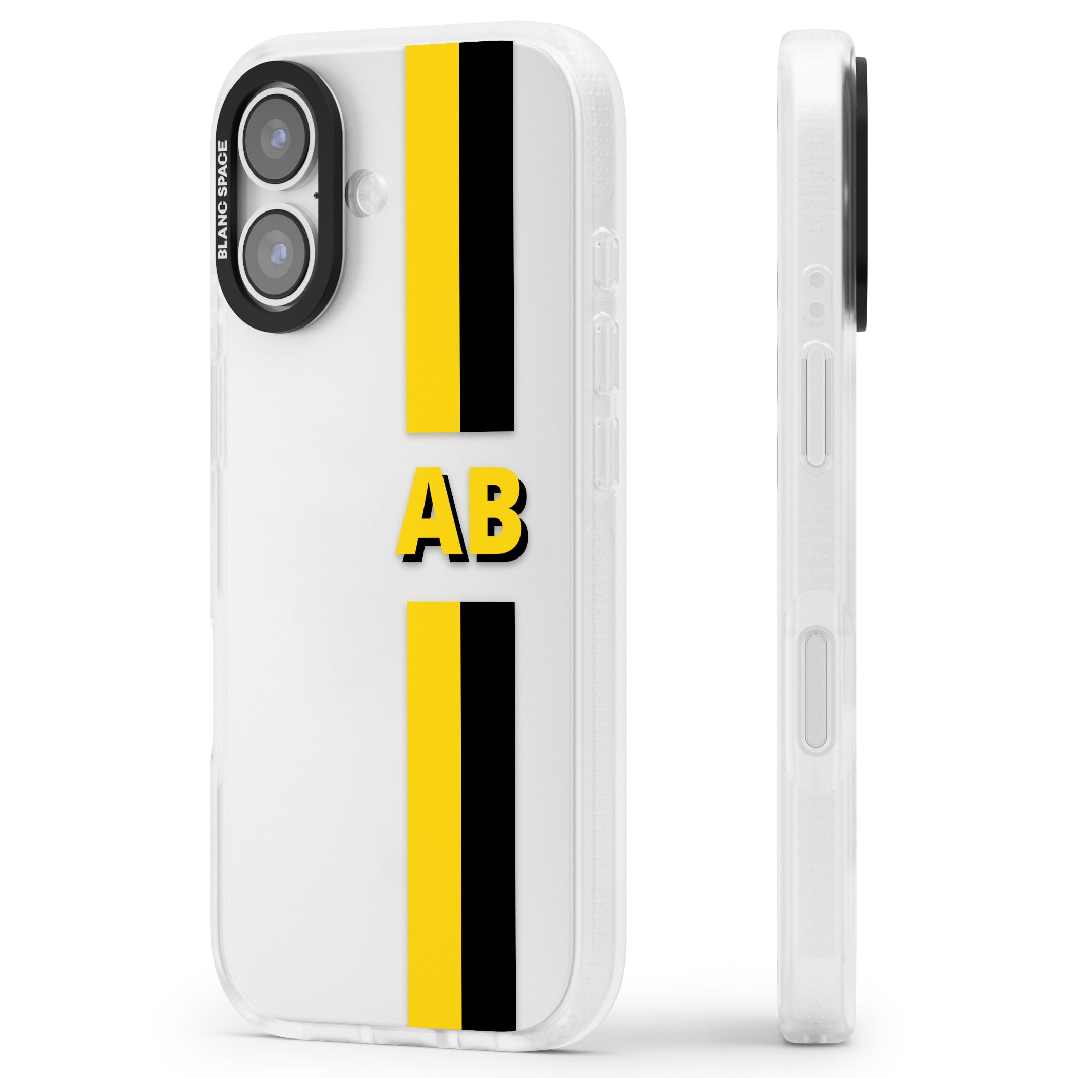 Personalised Bold Name Striped iPhone 17 Impact Air Clear Phone Case Side Profile
