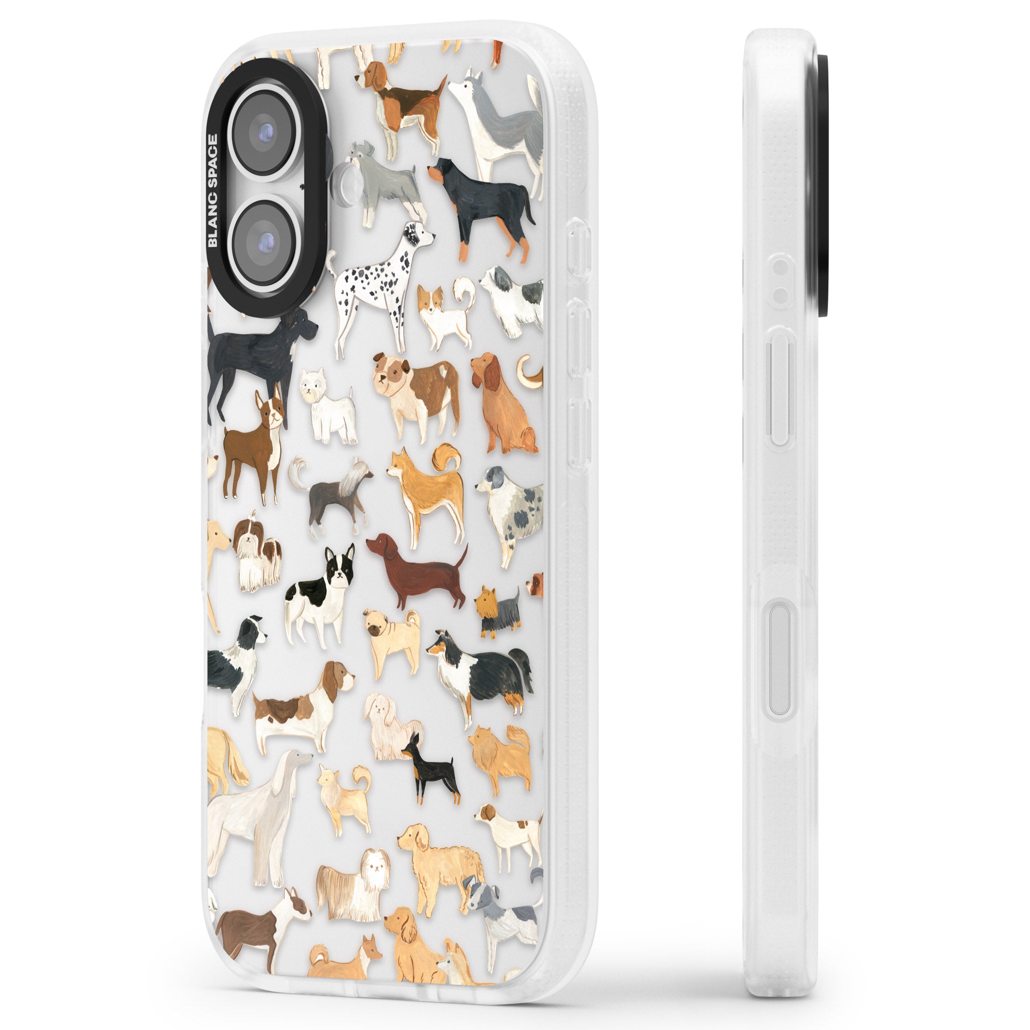 Hand Painted Dogs iPhone 17 Impact Air Clear Phone Case Side Profile