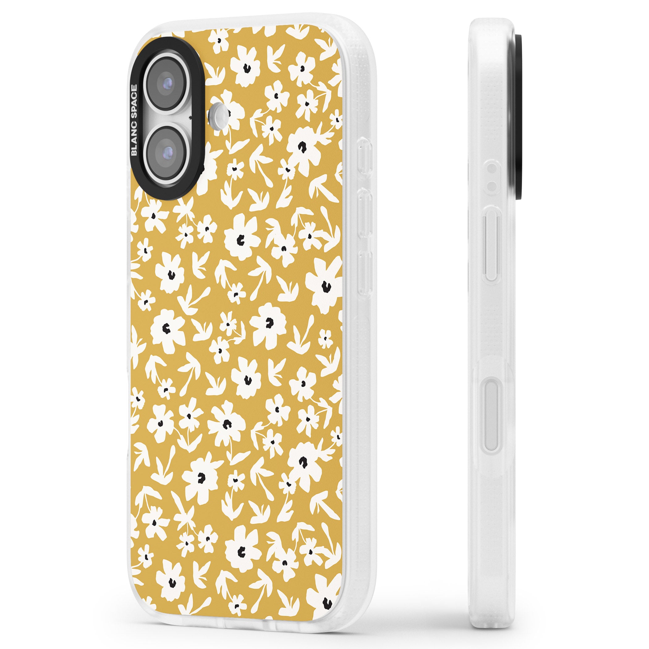 Mustard Floral iPhone 17 Impact Air Clear Phone Case Side Profile