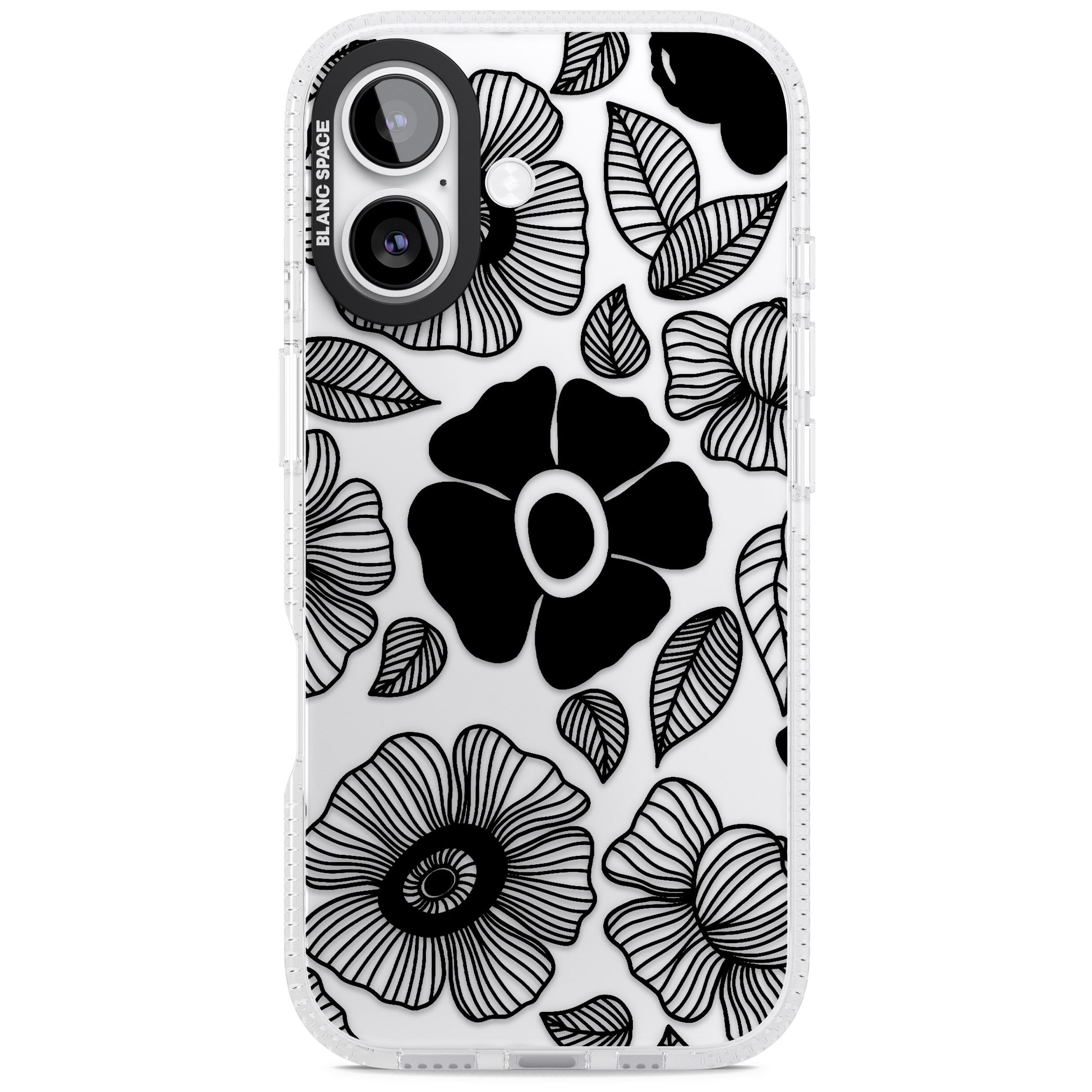 Black Flowers iPhone 17 Impact Air Clear Phone Case