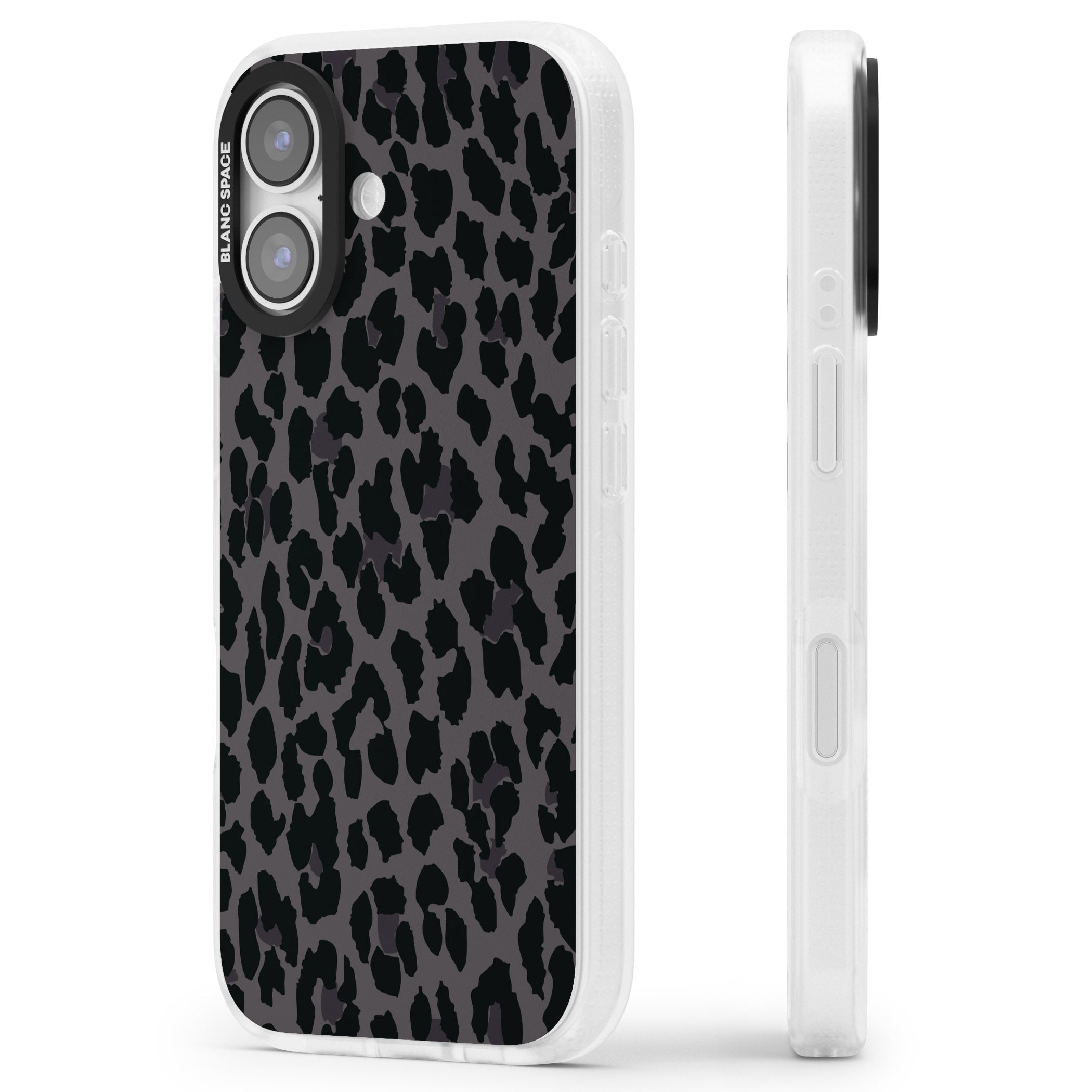 Dark Leopard Print iPhone 17 Impact Air Clear Phone Case Side Profile