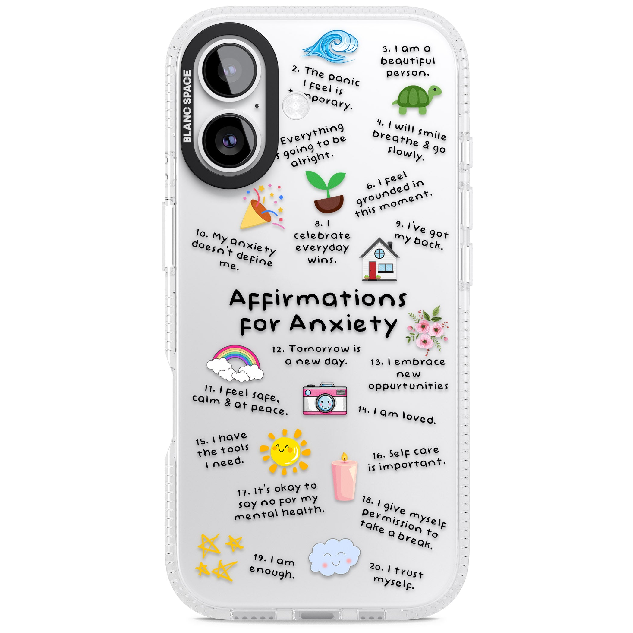 Anxiety Black Text iPhone 17 Impact Air Clear Phone Case