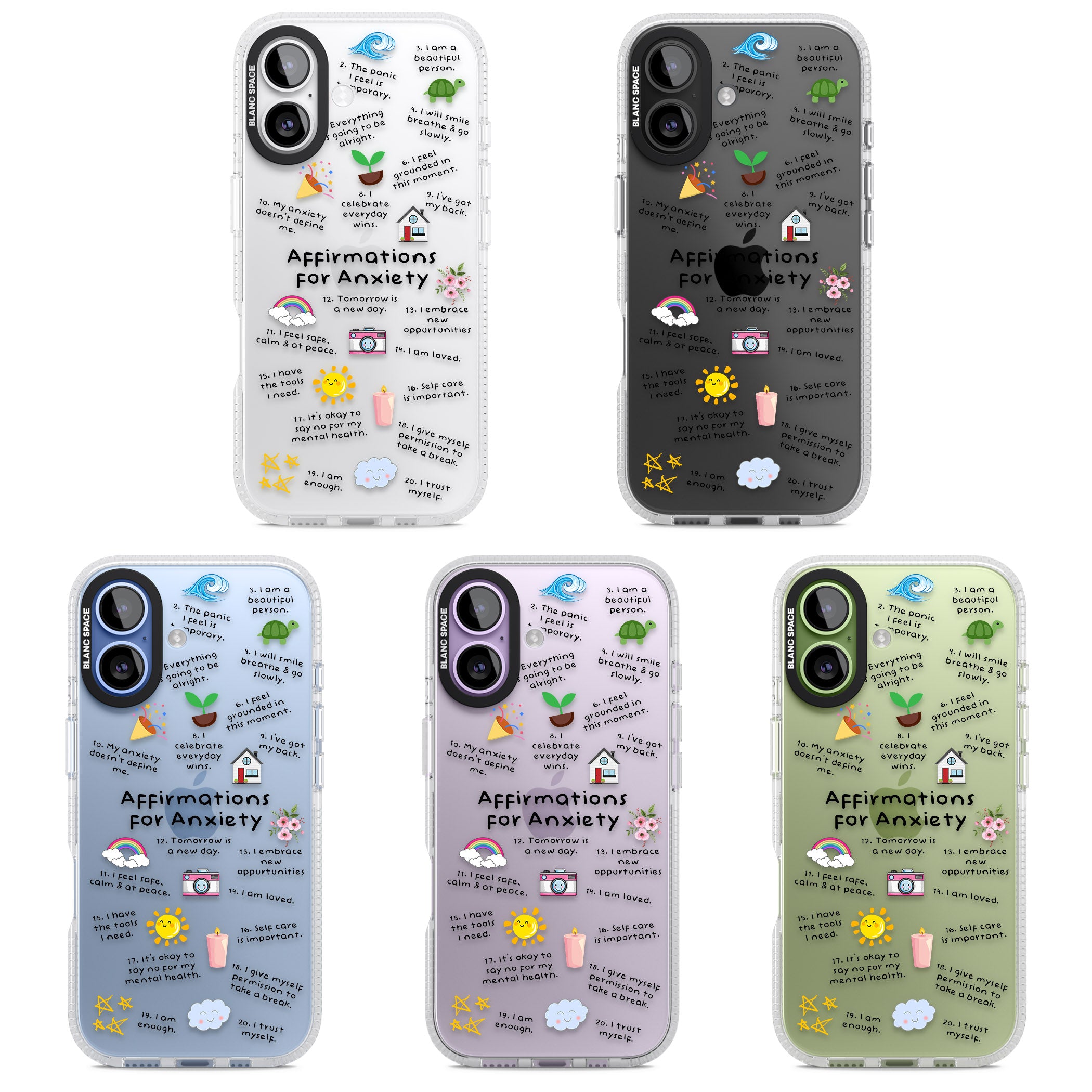 Anxiety Black Text iPhone 17 Impact Air Clear Phone Case APT Impact Protection