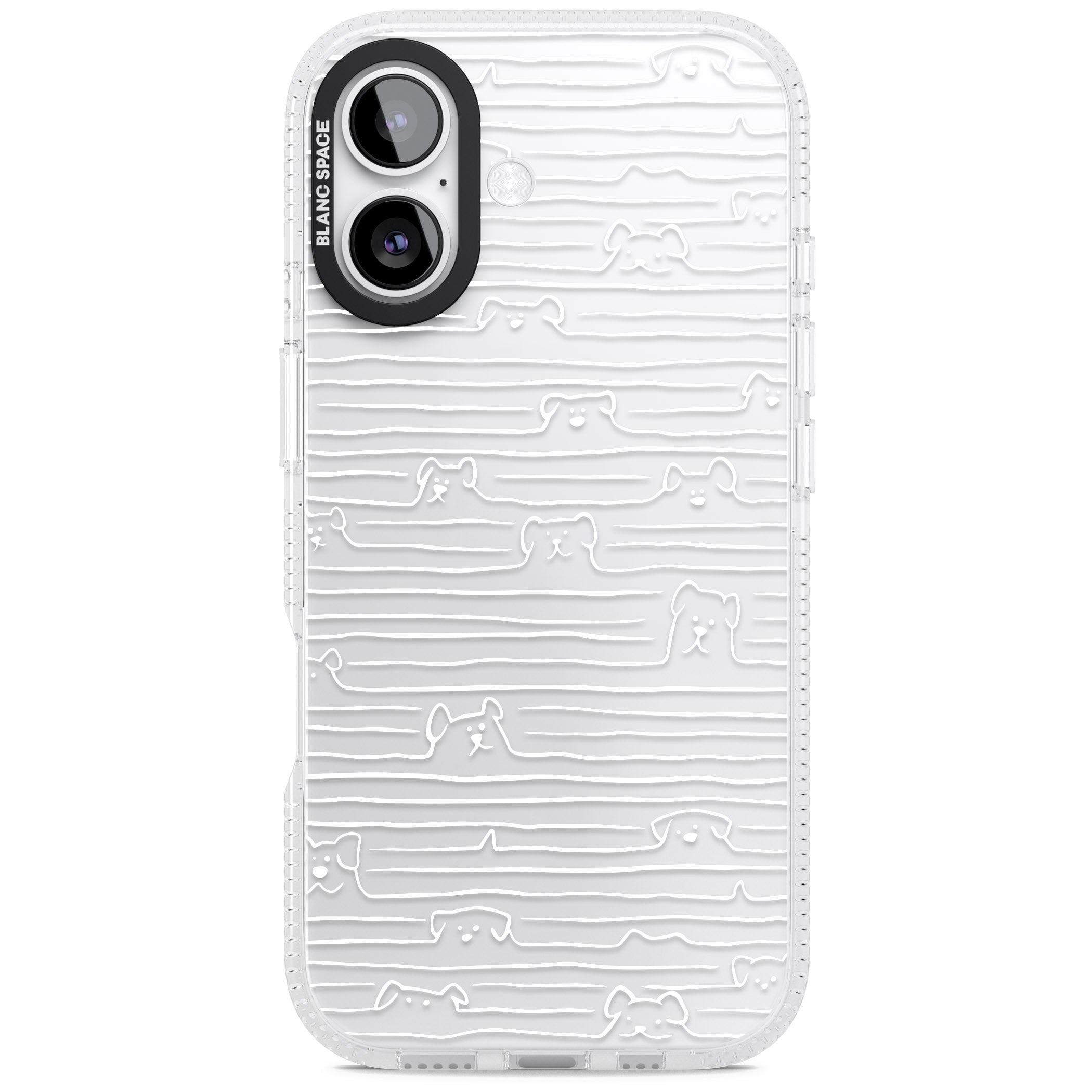 Dog Line Art White iPhone 17 Impact Air Clear Phone Case