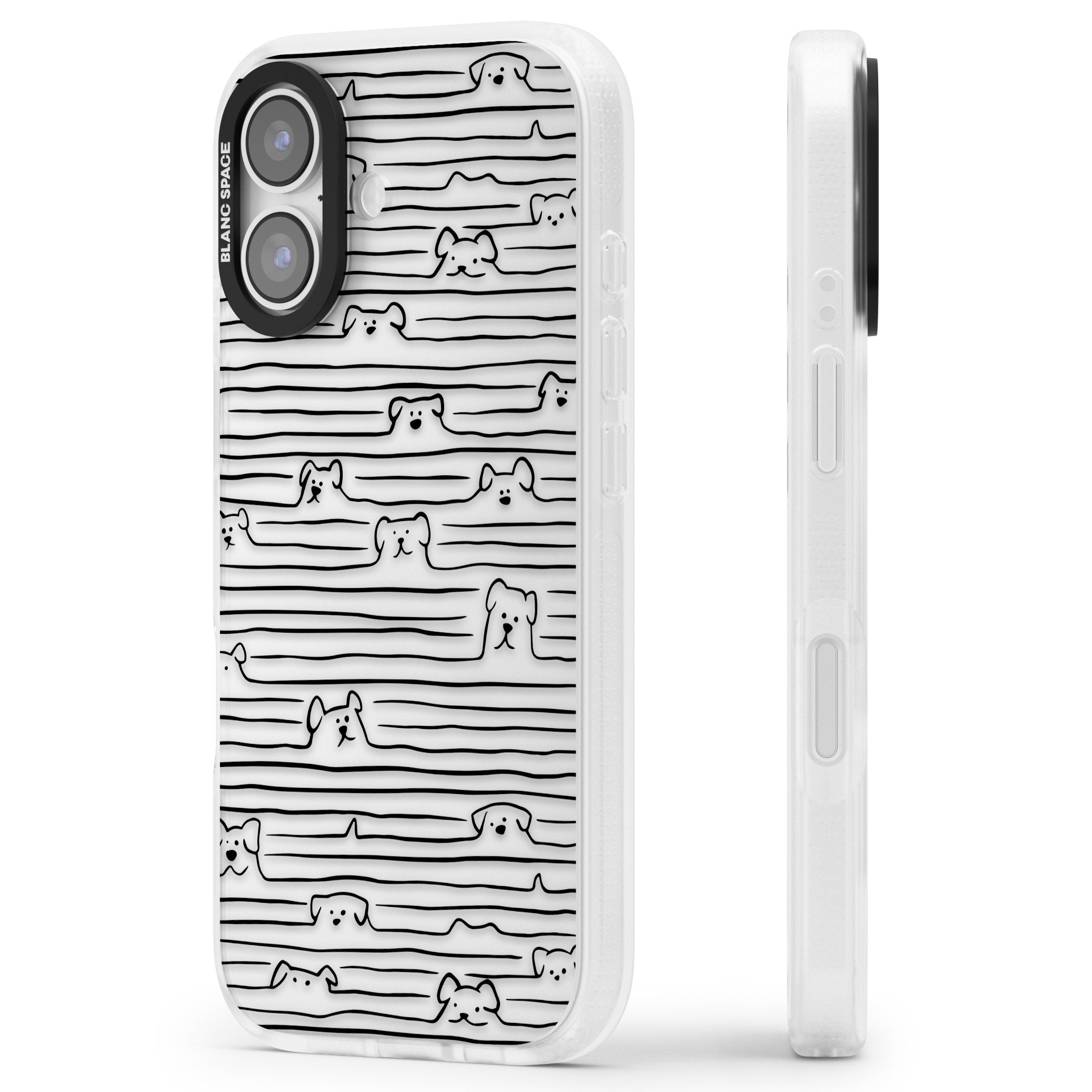 Dog Line Art Black iPhone 17 Impact Air Clear Phone Case Side Profile