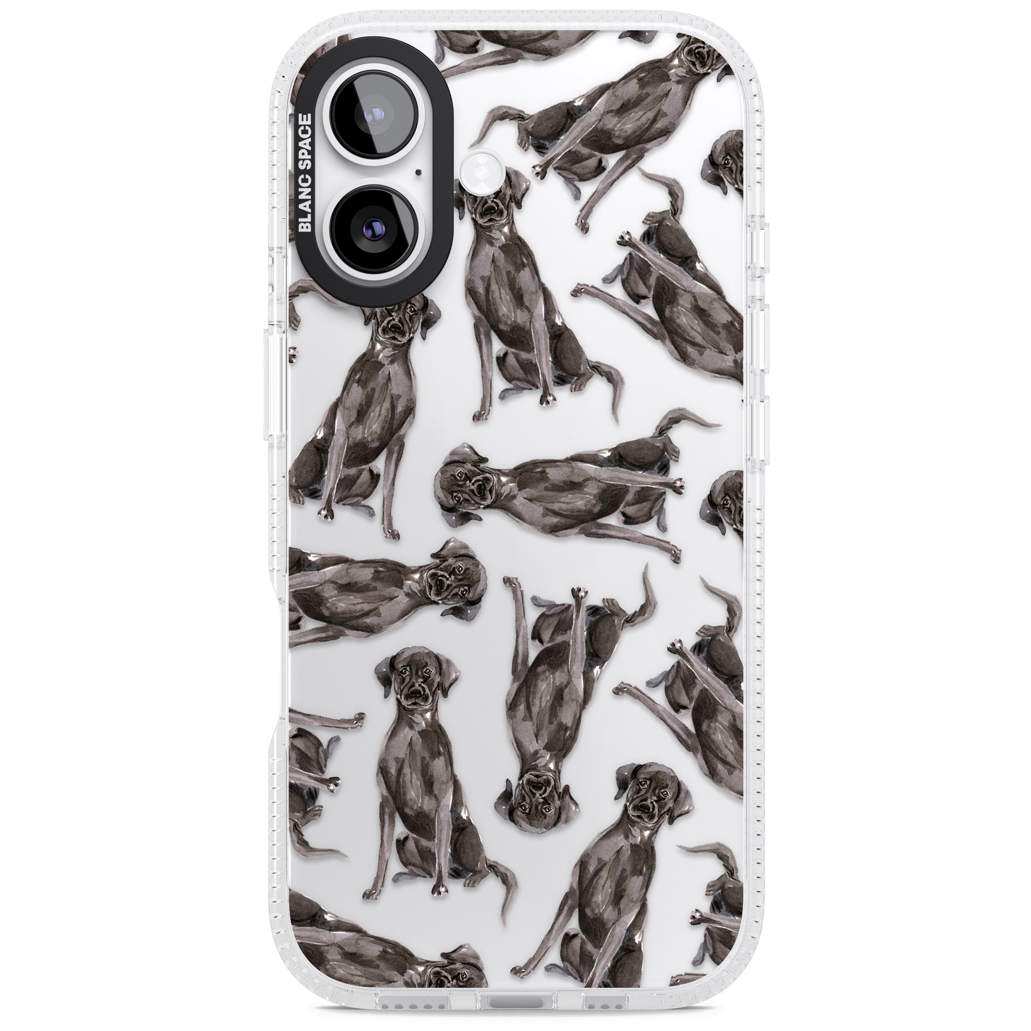 Black Labrador Watercolor Pattern iPhone 17 Impact Air Clear Phone Case