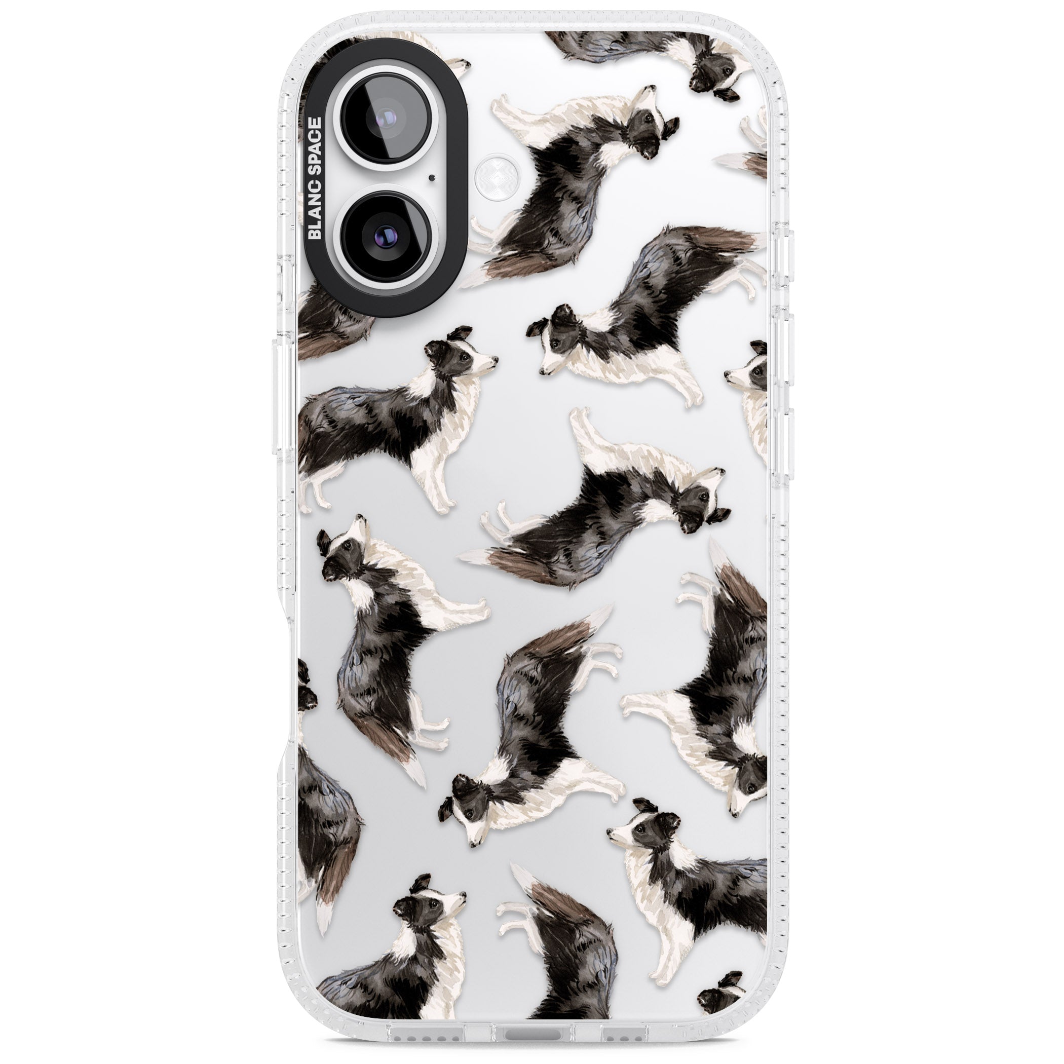 Border Collie Pattern Watercolour iPhone 17 Impact Air Clear Phone Case