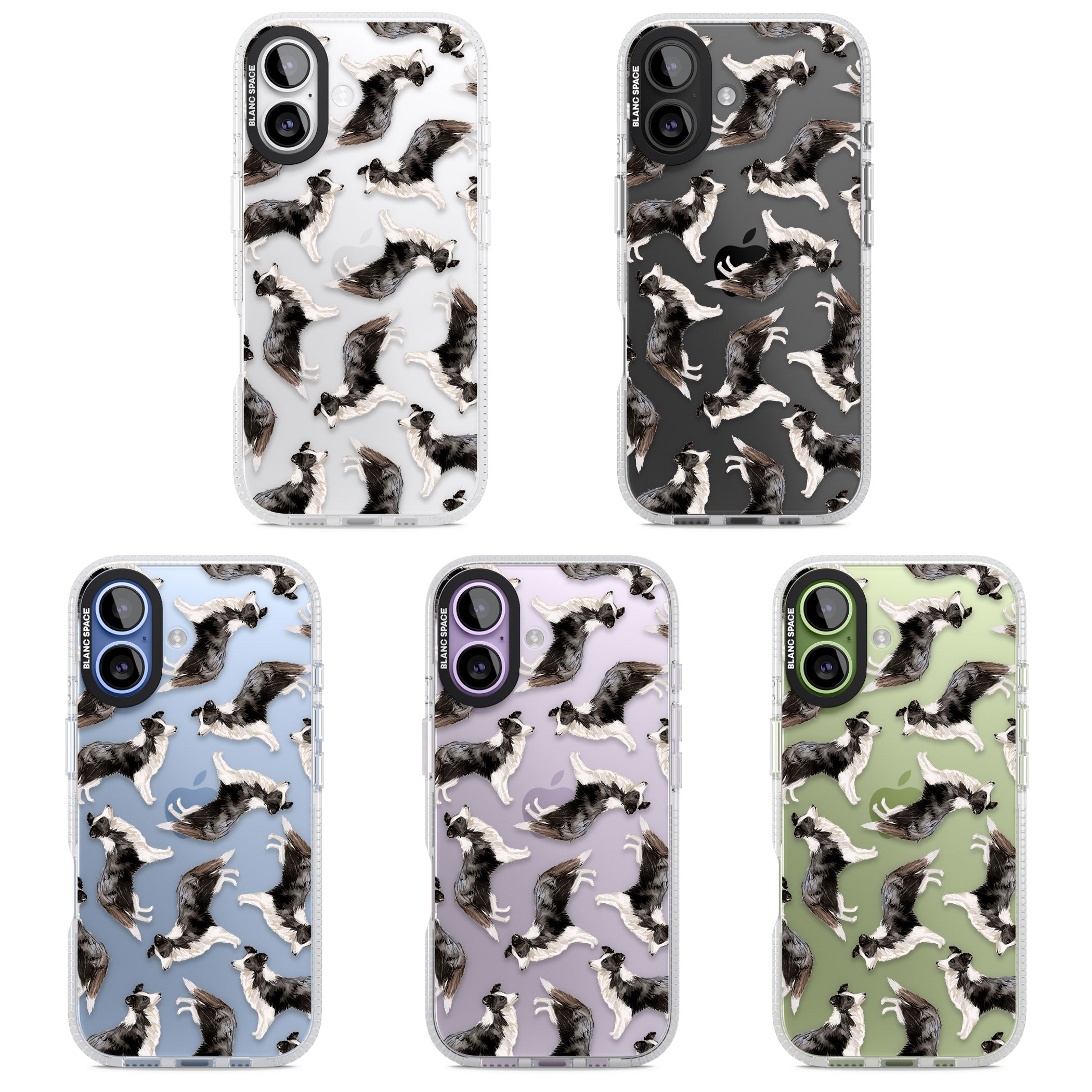Border Collie Pattern Watercolour iPhone 17 Impact Air Clear Phone Case APT Impact Protection