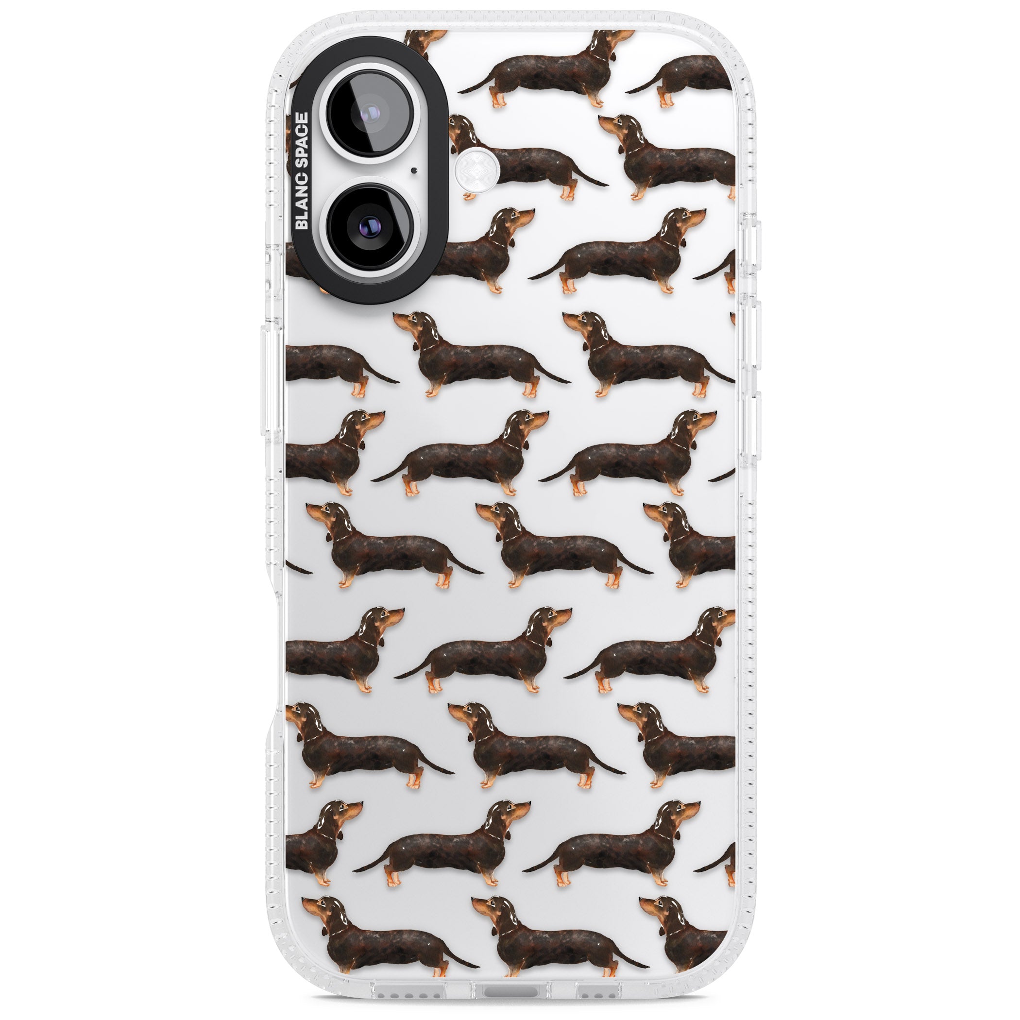 Dachshund Pattern Black Tan iPhone 17 Impact Air Clear Phone Case
