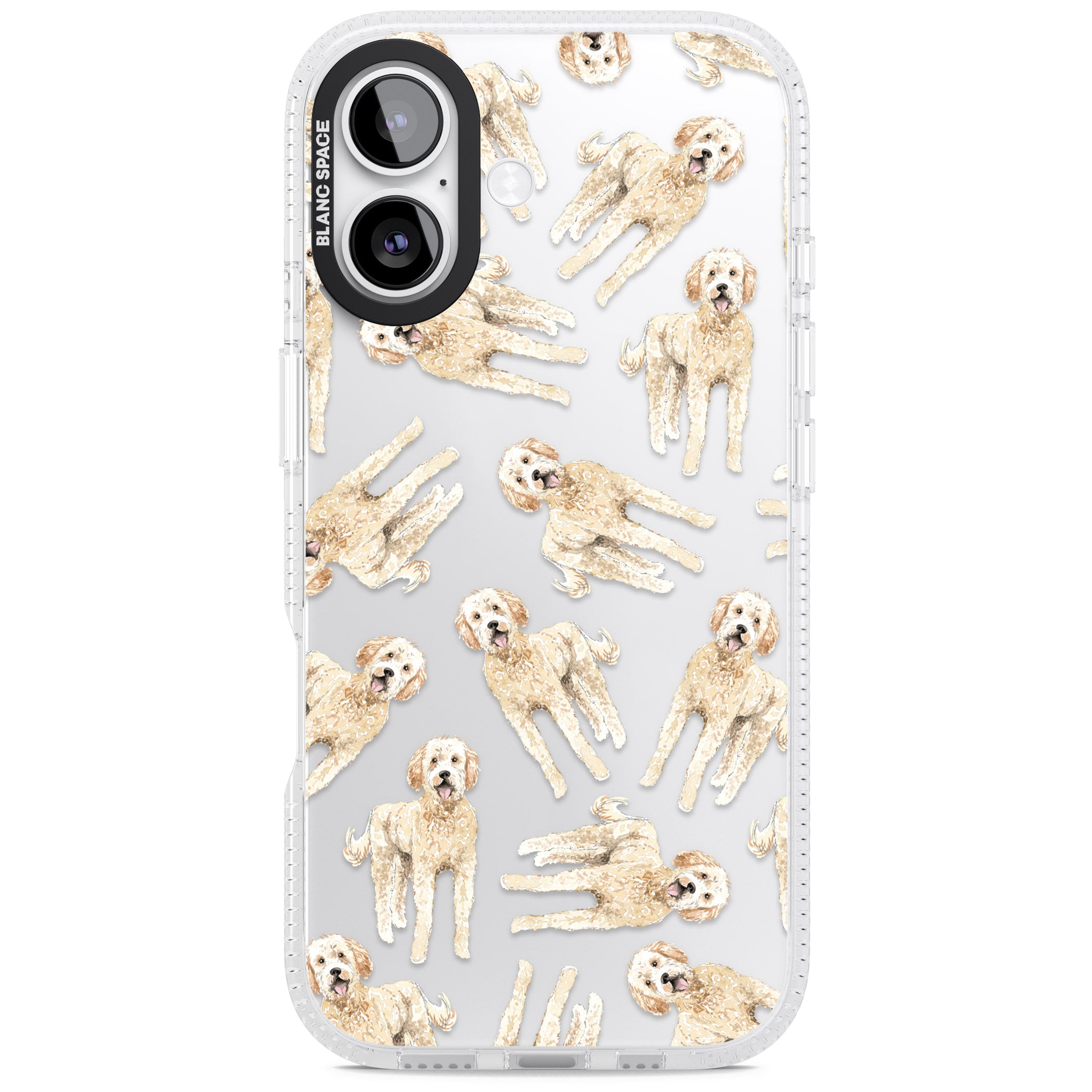 Goldendoodle Watercolour Dog Pattern iPhone 17 Impact Air Clear Phone Case