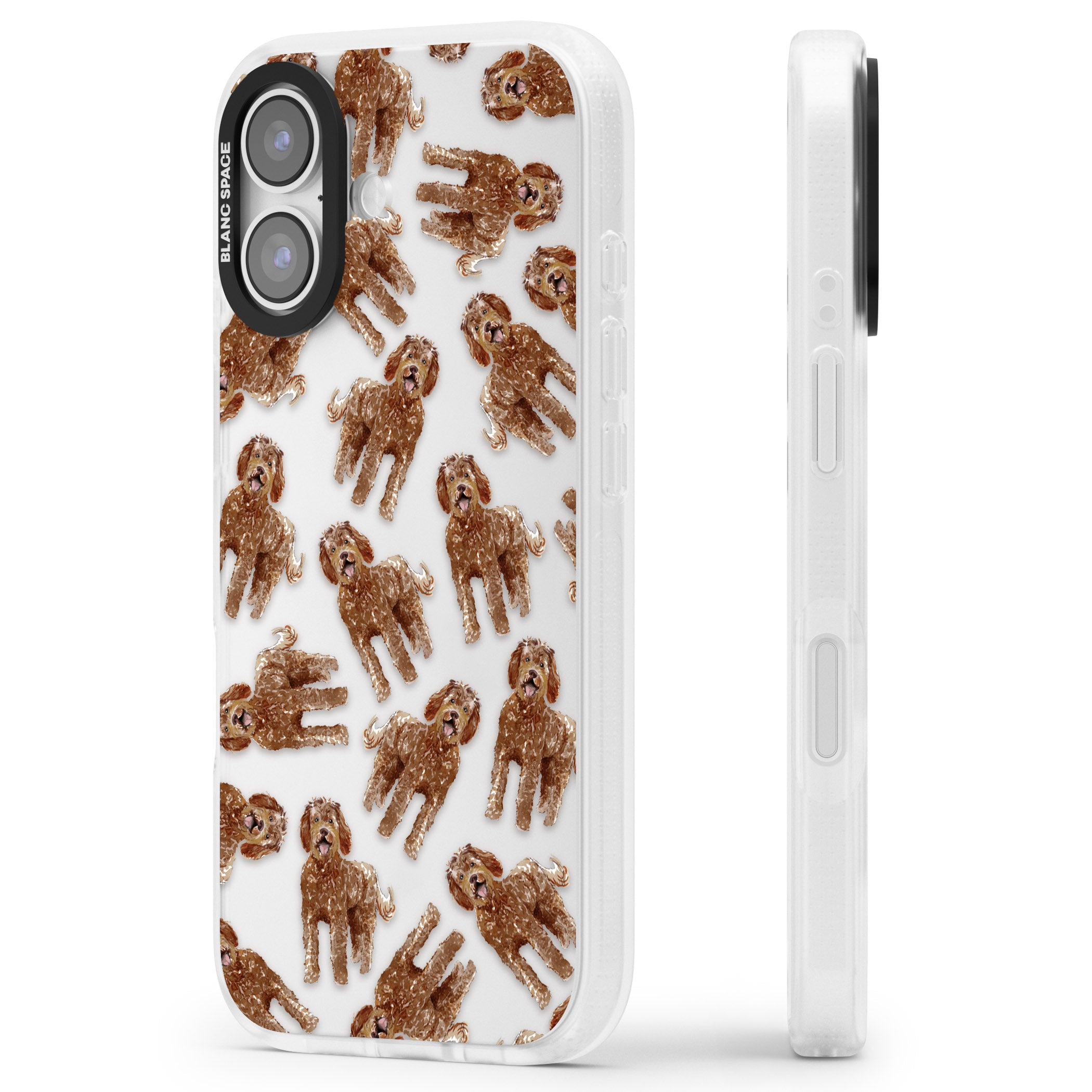 Labradoodle Brown Pattern iPhone 17 Impact Air Clear Phone Case Side Profile