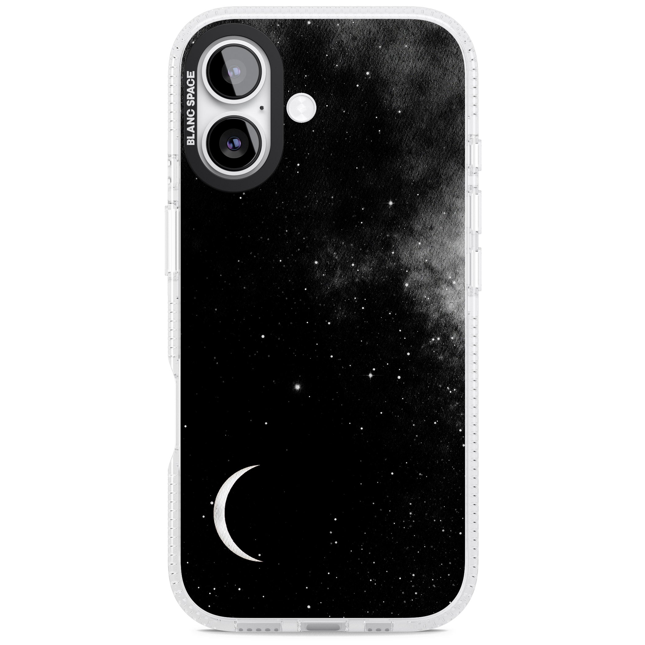 Night Sky Galaxies: Crescent Moon iPhone 17 Impact Air Clear Phone Case