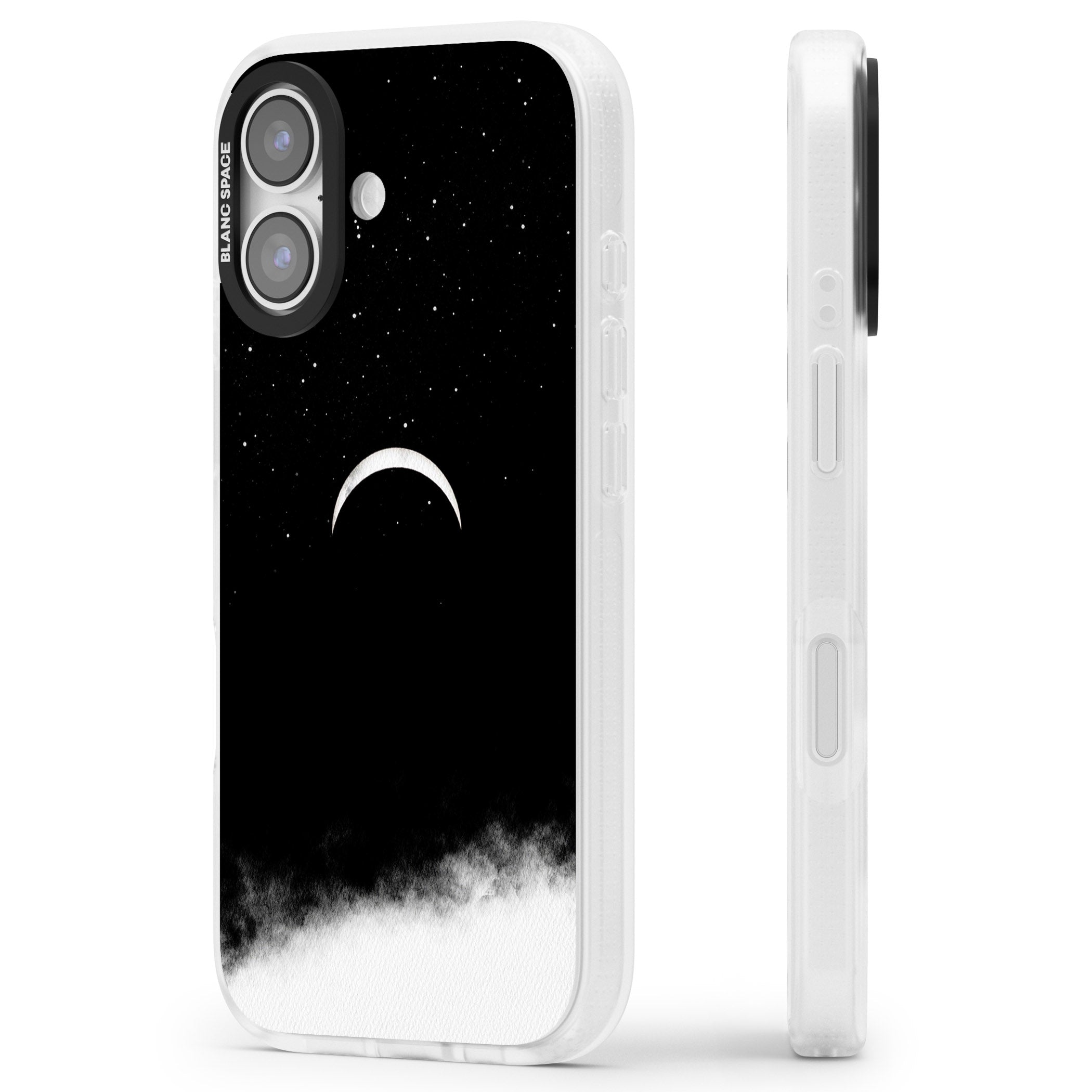 Crescent Moon Night Sky iPhone 17 Impact Air Clear Phone Case Side Profile