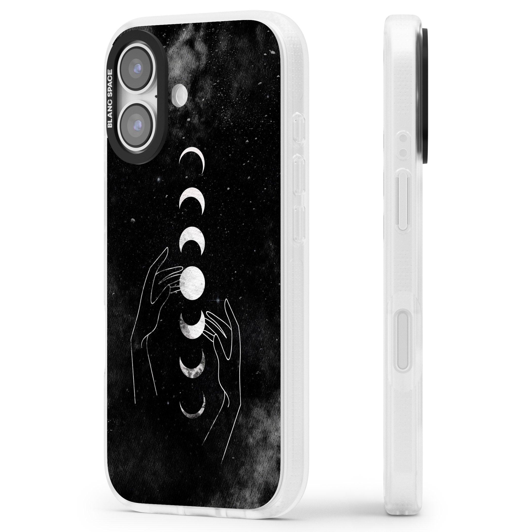 Moon Phases Hands iPhone 17 Impact Air Clear Phone Case Side Profile