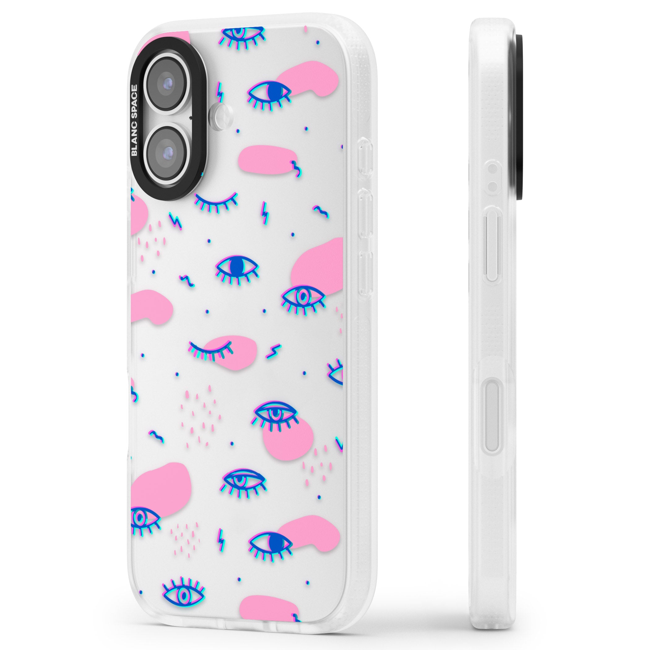 Pink Eye Pattern iPhone 17 Impact Air Clear Phone Case Side Profile