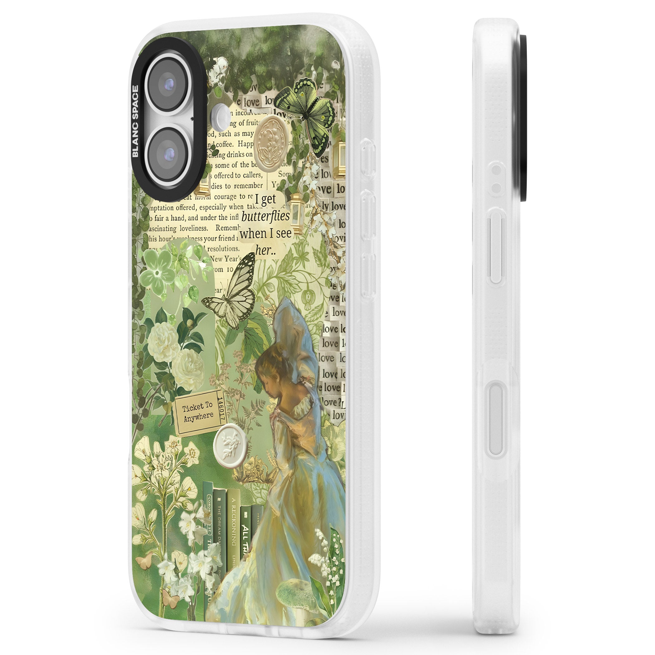 Vintage Green Fairy iPhone 17 Impact Air Clear Phone Case Side Profile