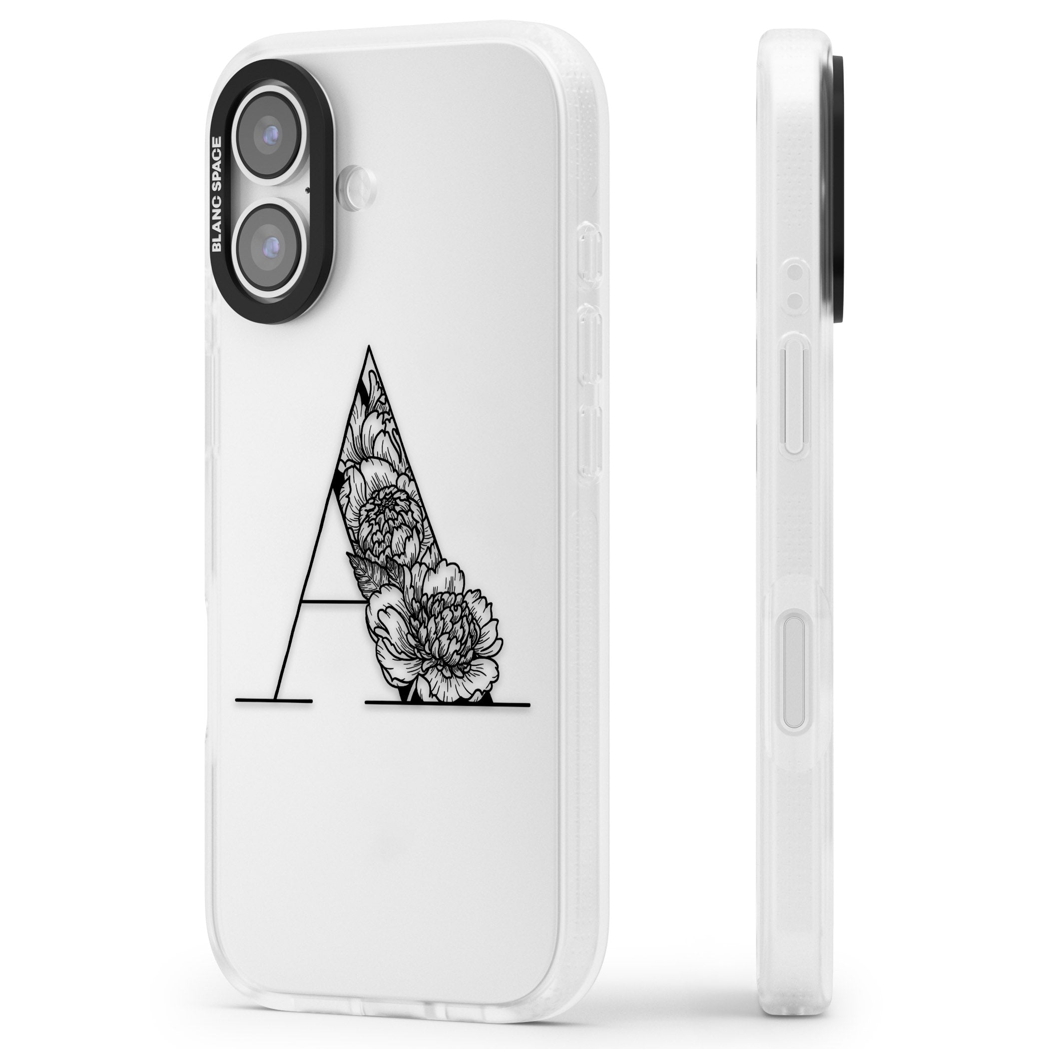 Personalised Floral Monogram iPhone 17 Impact Air Clear Phone Case Side Profile