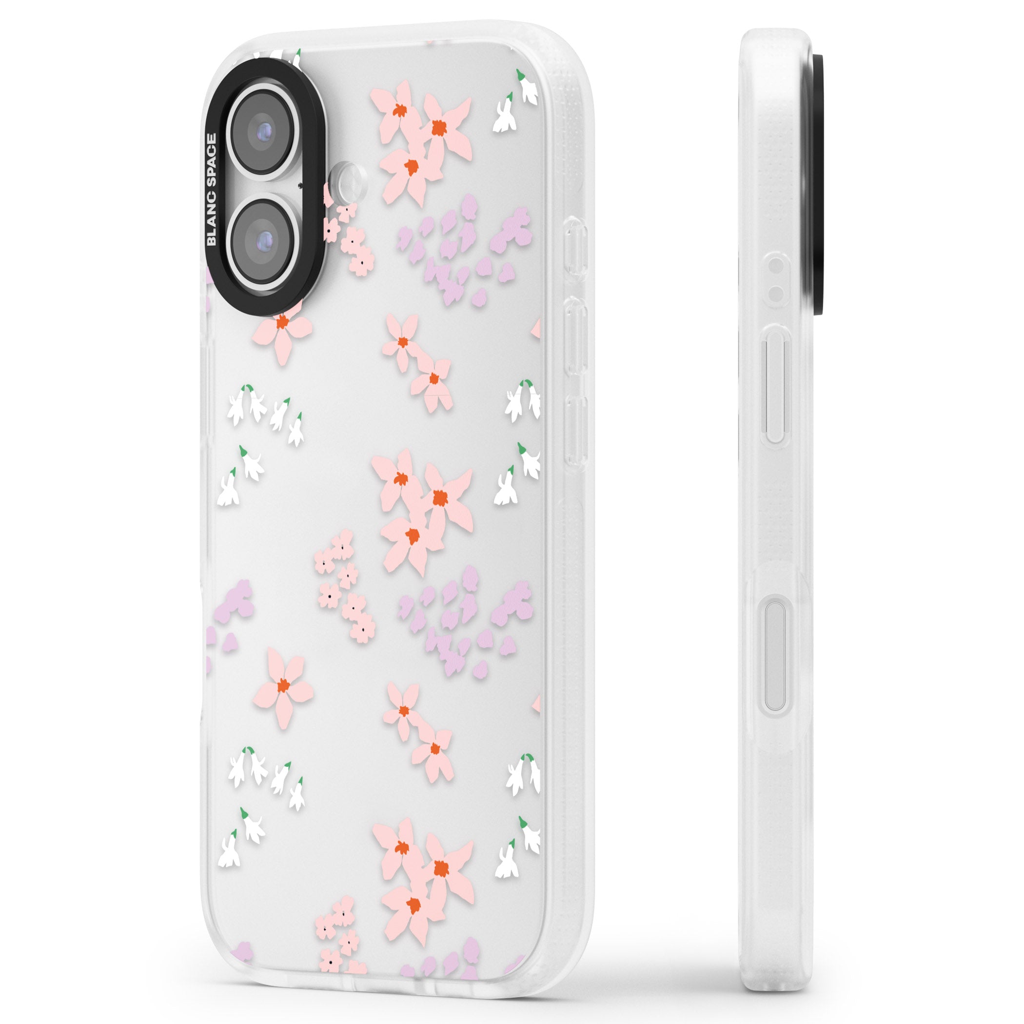 Pink & Purple Flower Mix iPhone 17 Impact Air Clear Phone Case Side Profile