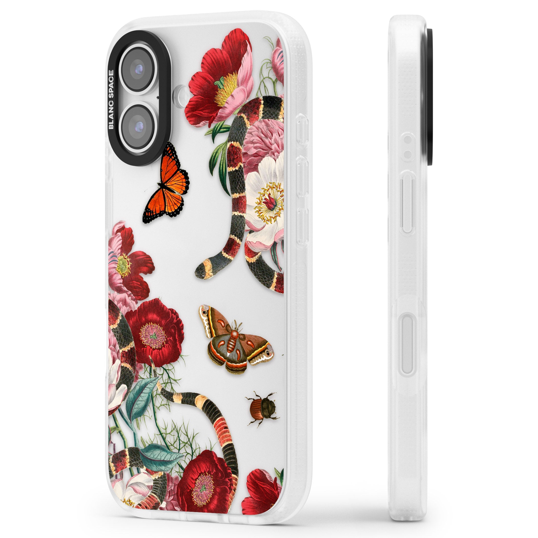 Botanical Snake iPhone 17 Impact Air Clear Phone Case Side Profile