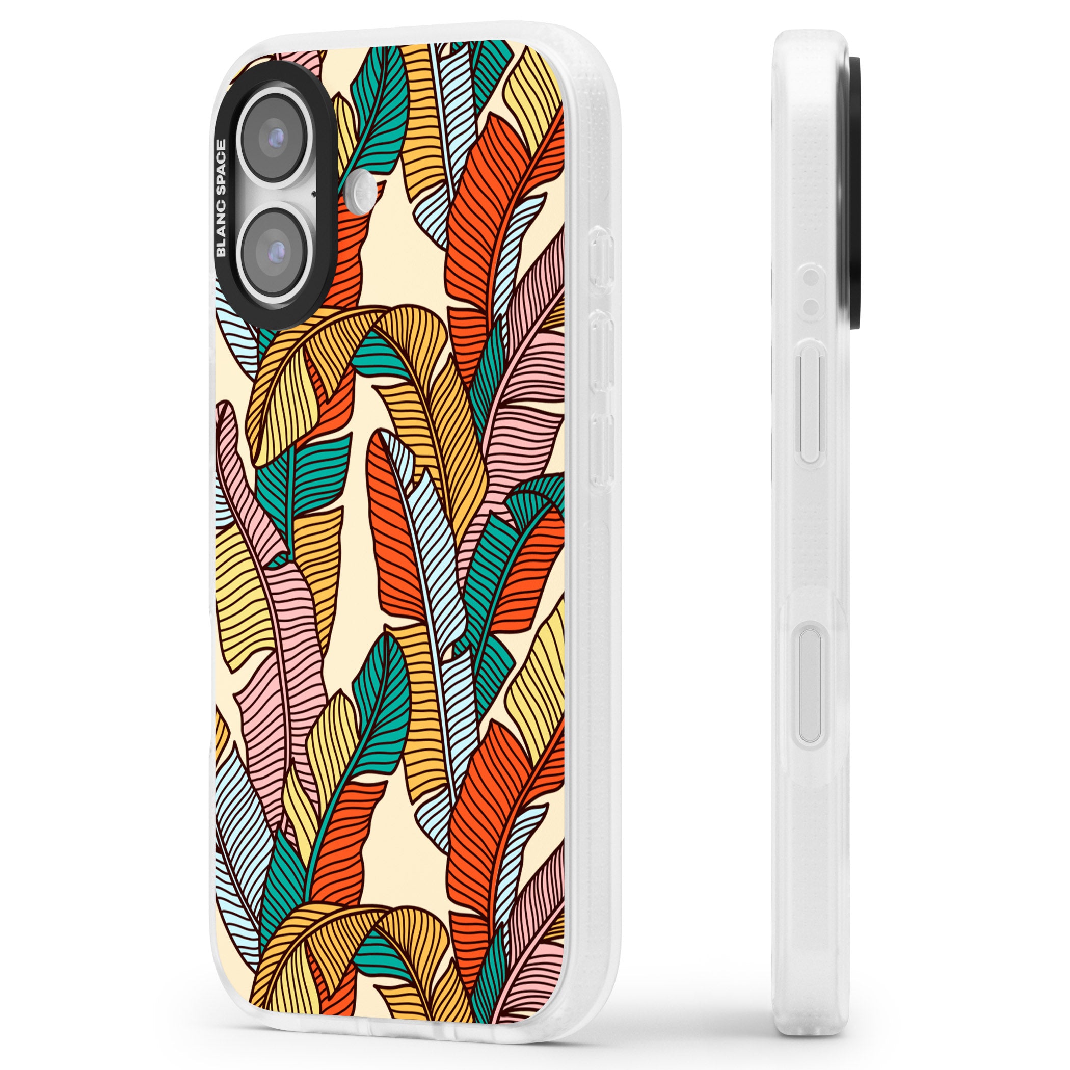 Pastel Palm Leaves iPhone 17 Impact Air Clear Phone Case Side Profile