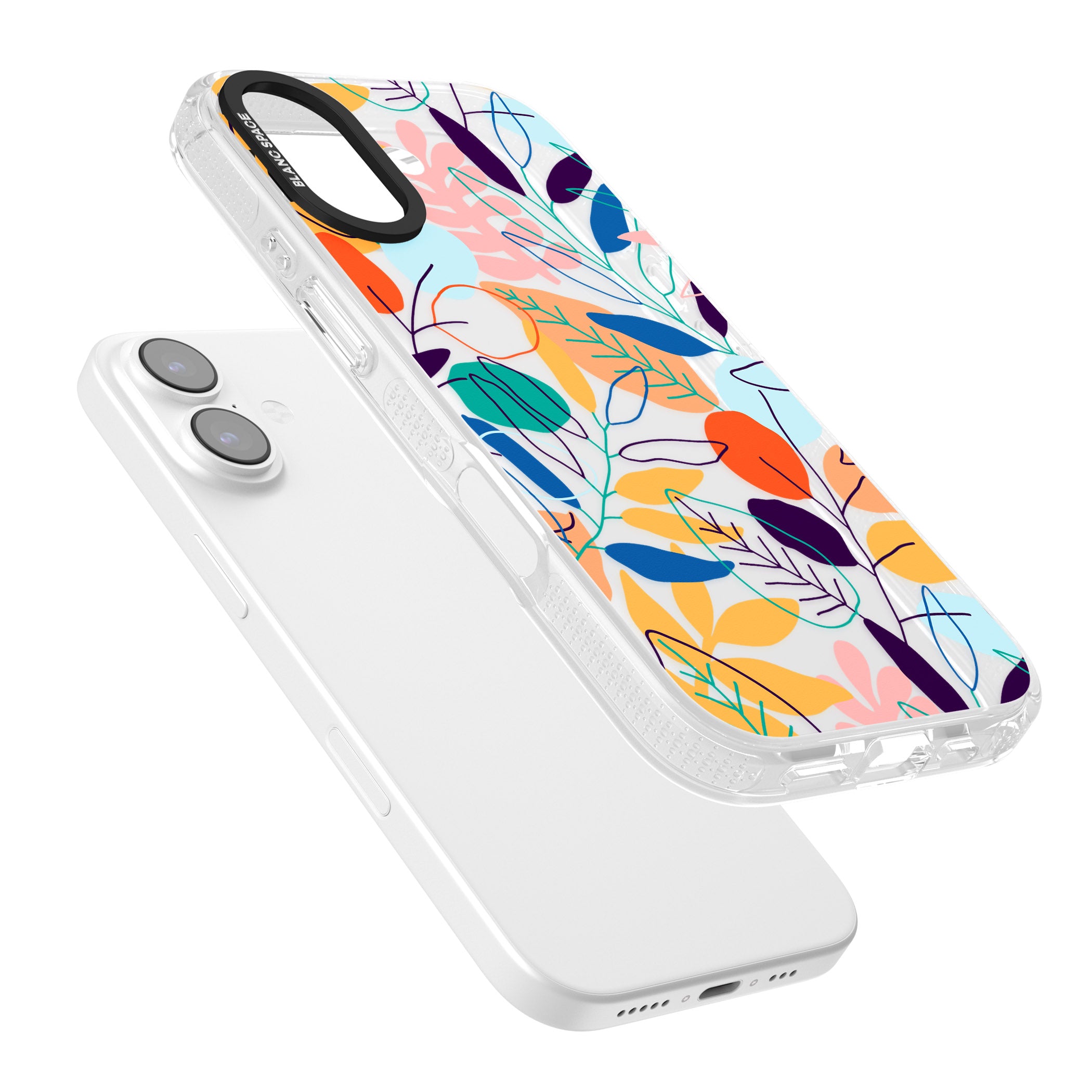 Abstract Line Drawn Leaves iPhone 17 Impact Air Clear Phone Case Colours