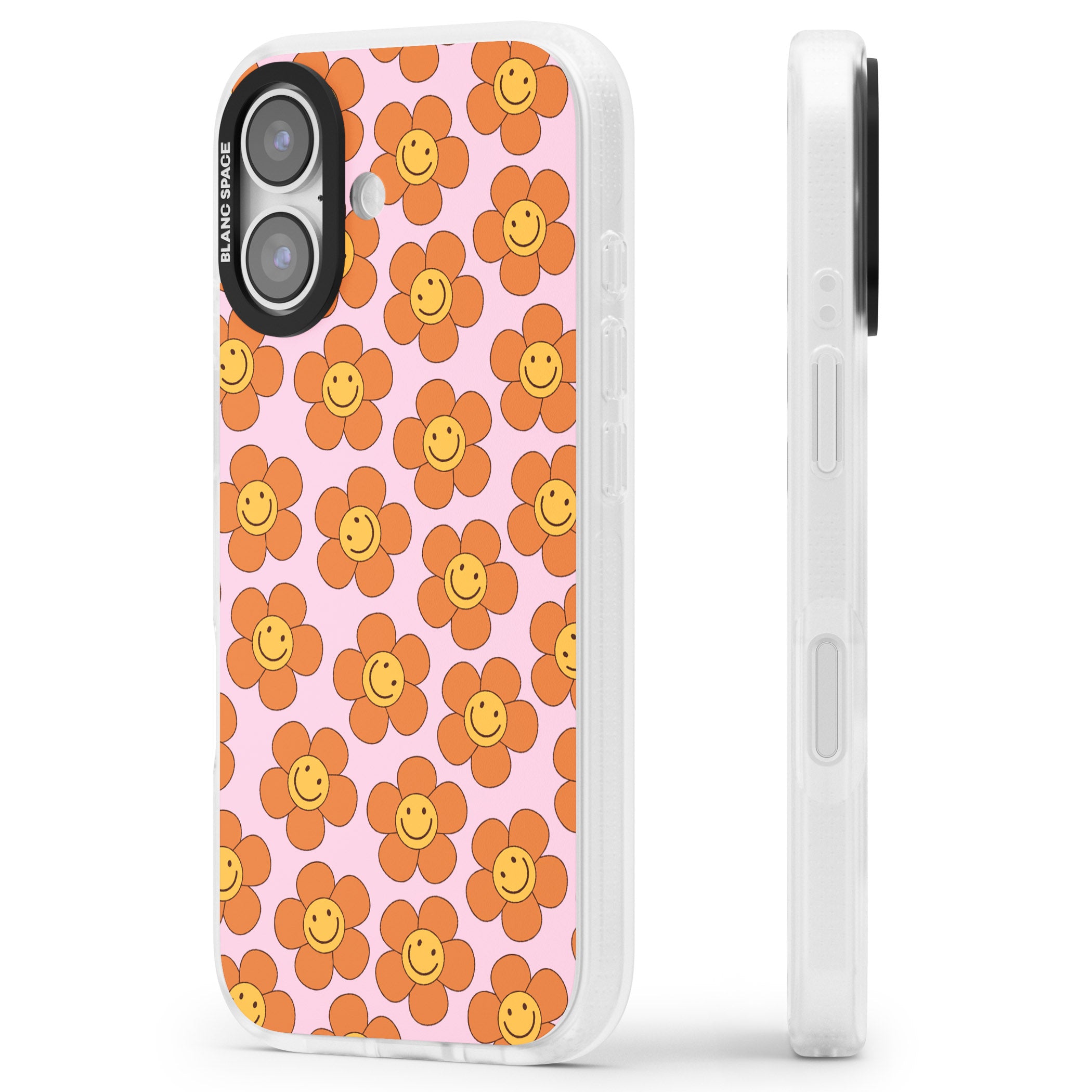 Floral Smiles iPhone 17 Impact Air Clear Phone Case Side Profile