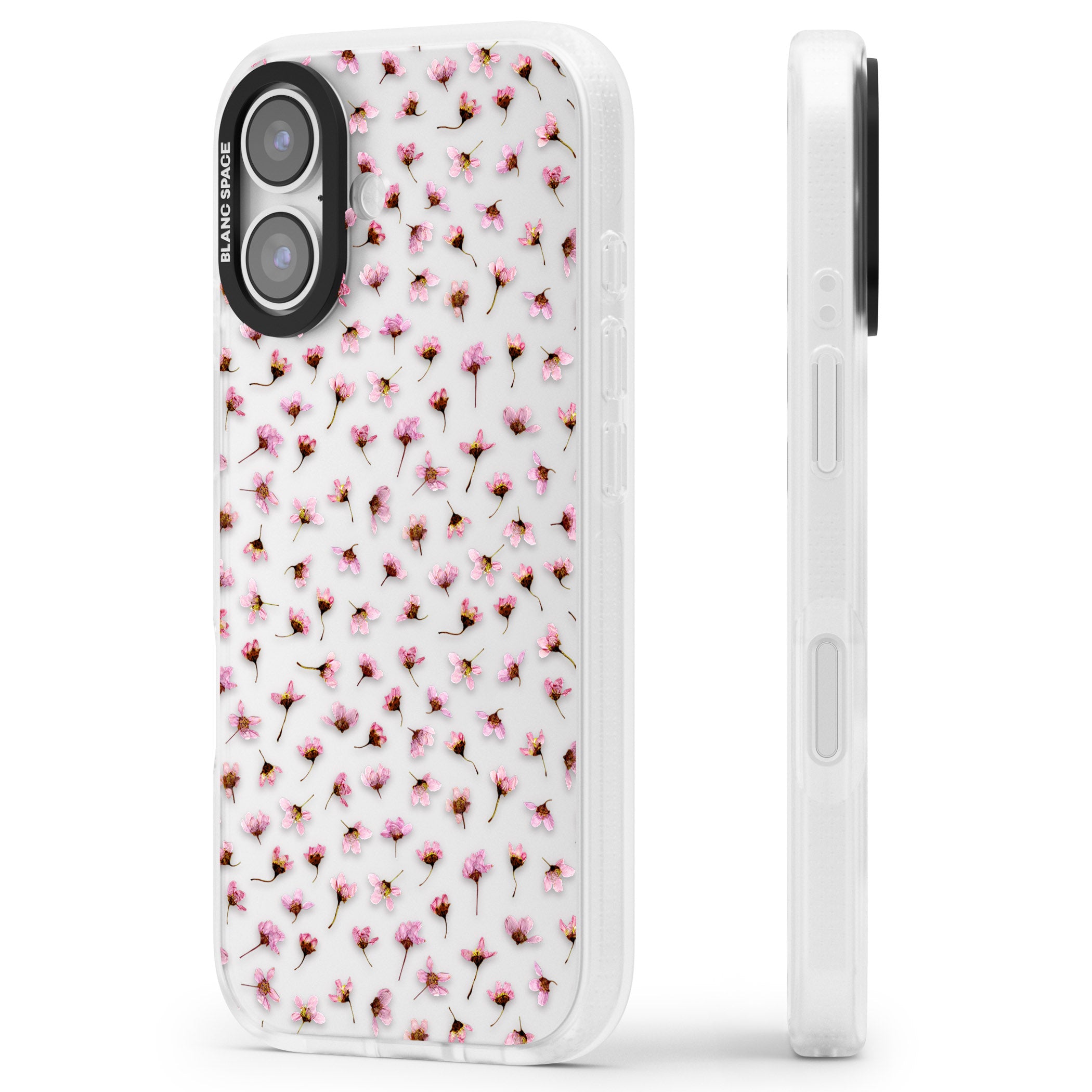 Pink Blossom iPhone 17 Impact Air Clear Phone Case Side Profile