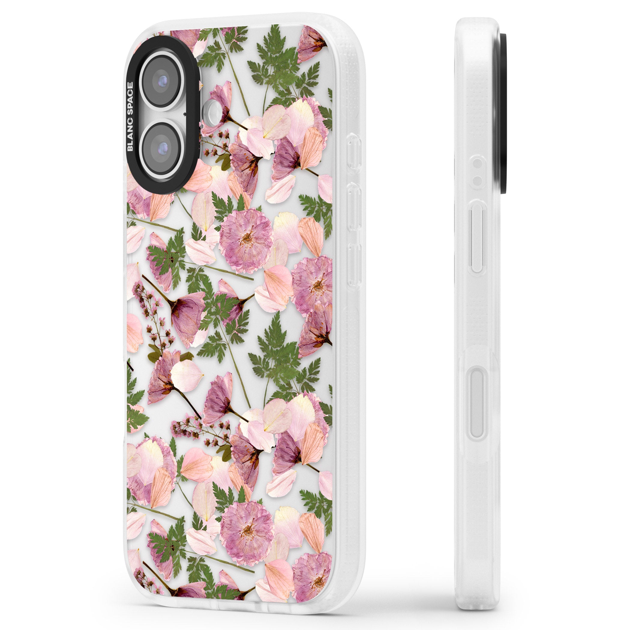 Pink Floral Appreciation iPhone 17 Impact Air Clear Phone Case Side Profile